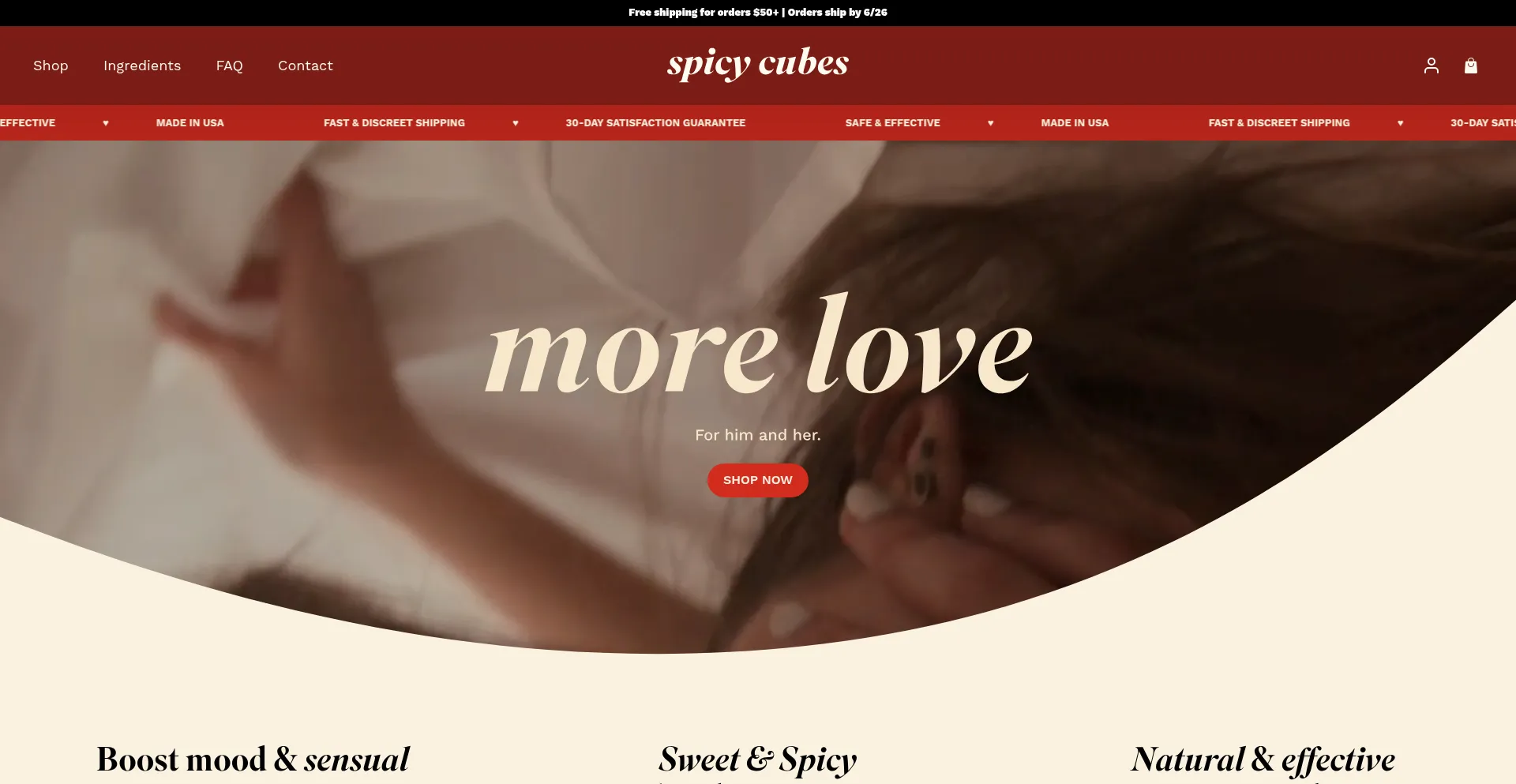 Website screenshot of Spicycubes.co