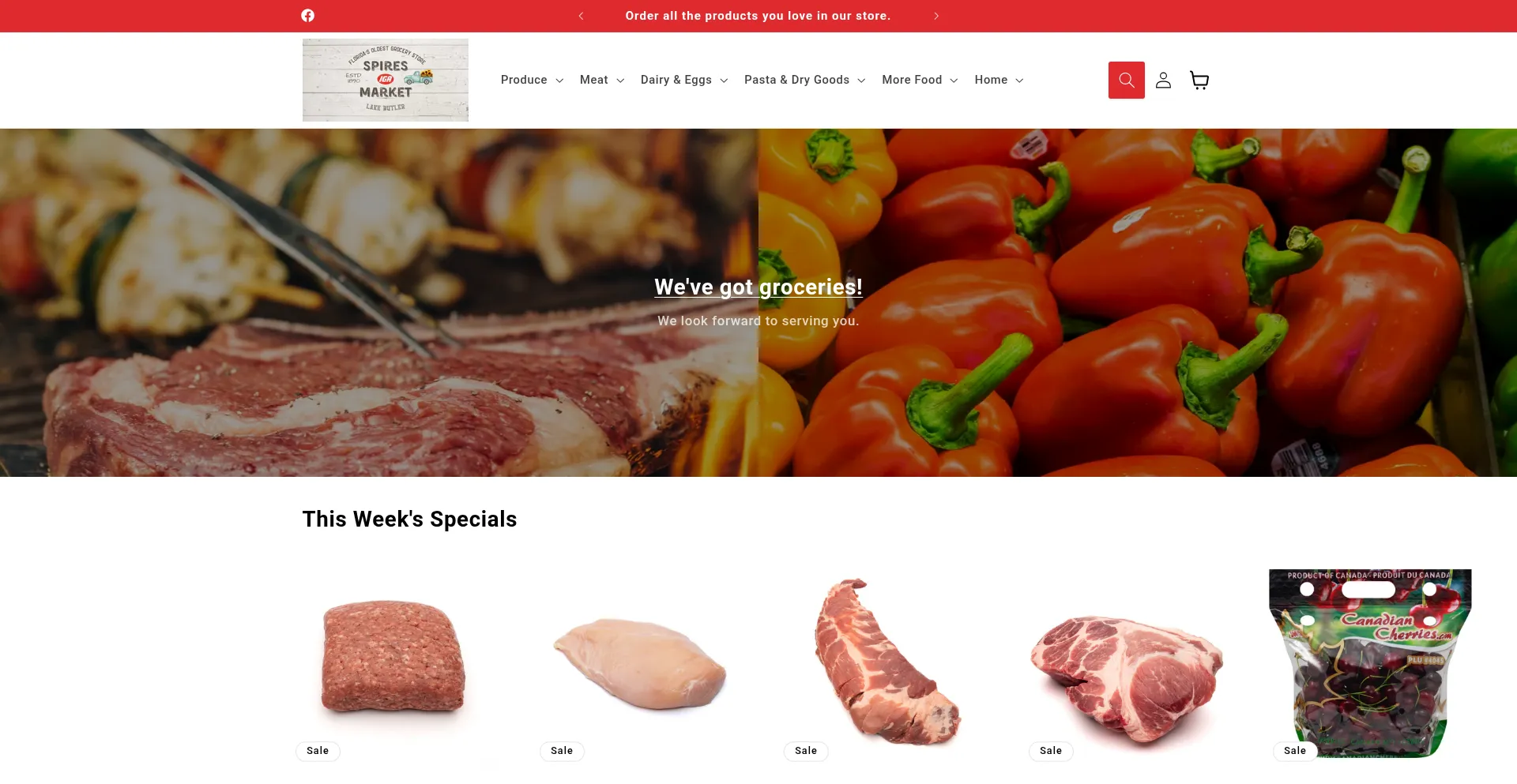 Website screenshot of Spiresmarket.com