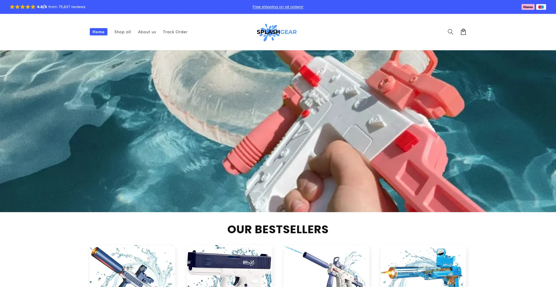 Website screenshot of Splash-gear.shop