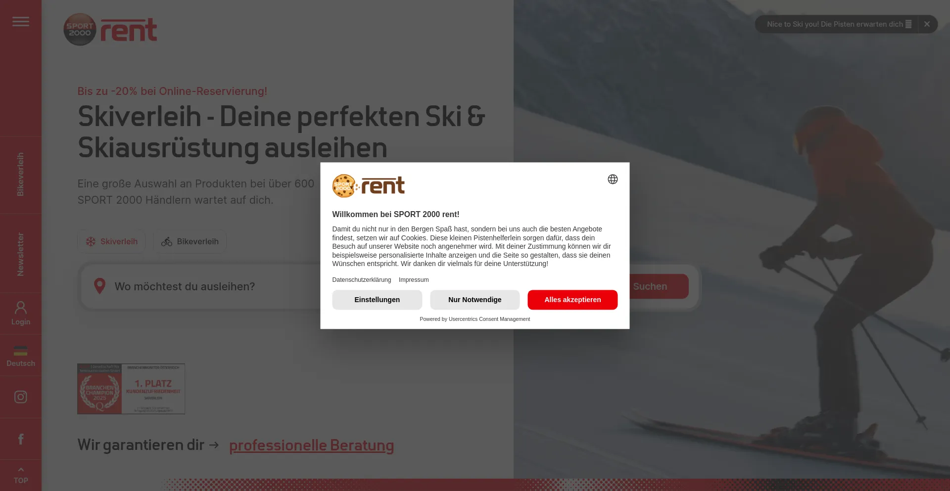 Website screenshot of Sport2000rent.com