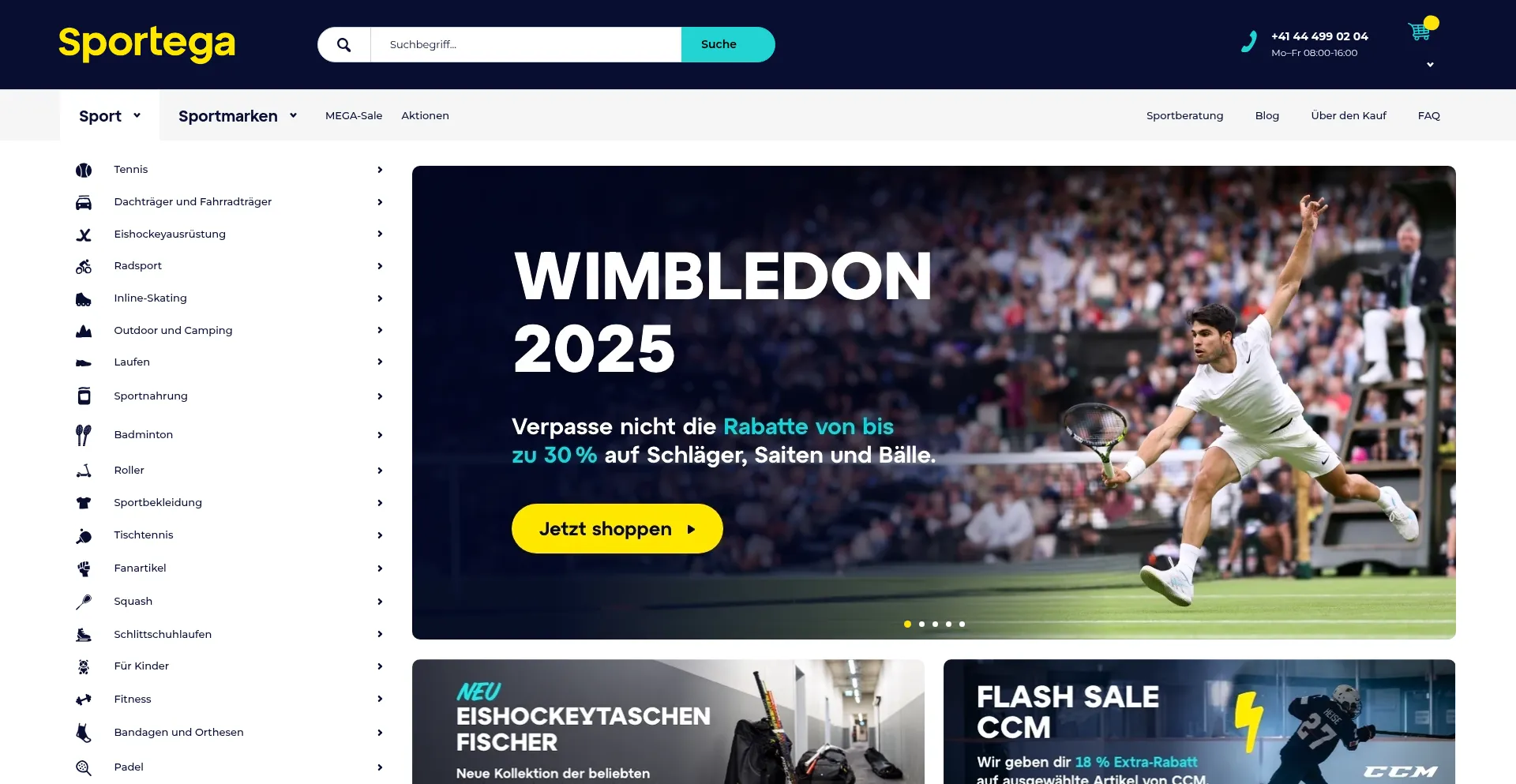Website screenshot of Sportega.ch