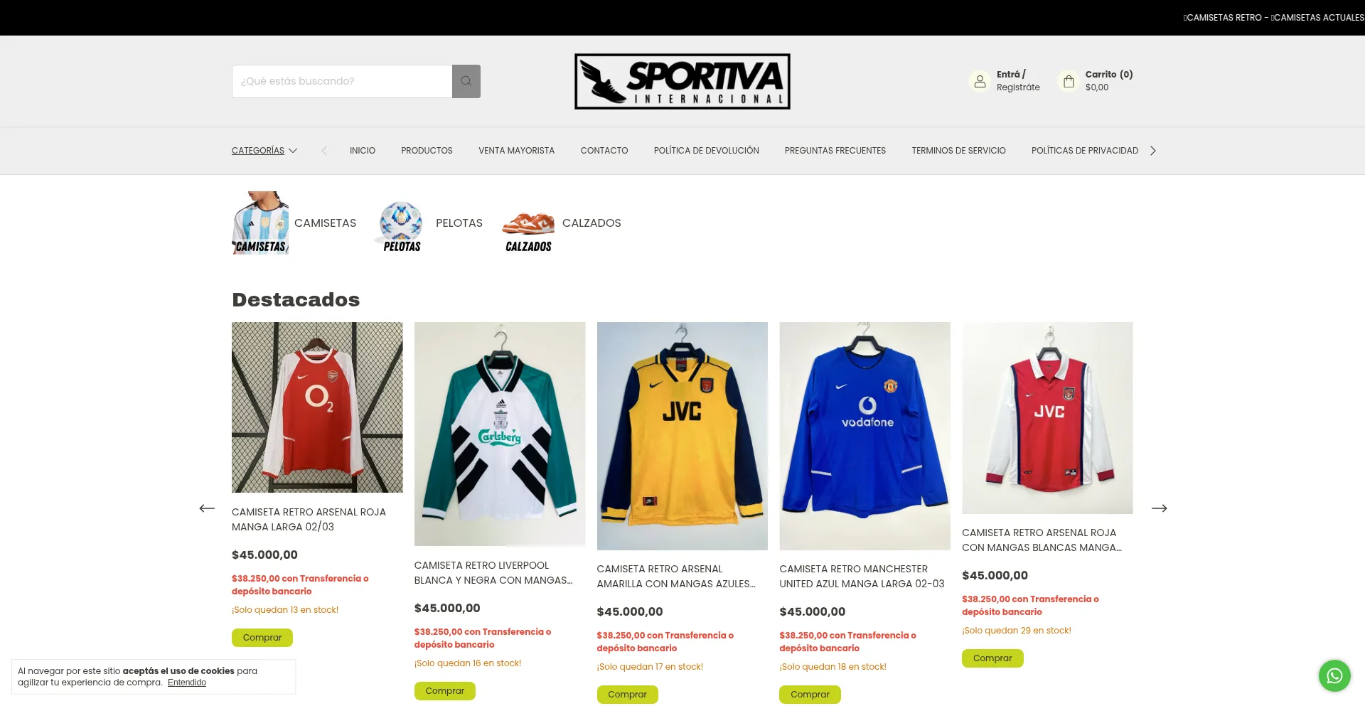 Website screenshot of Sportivaimportados.com