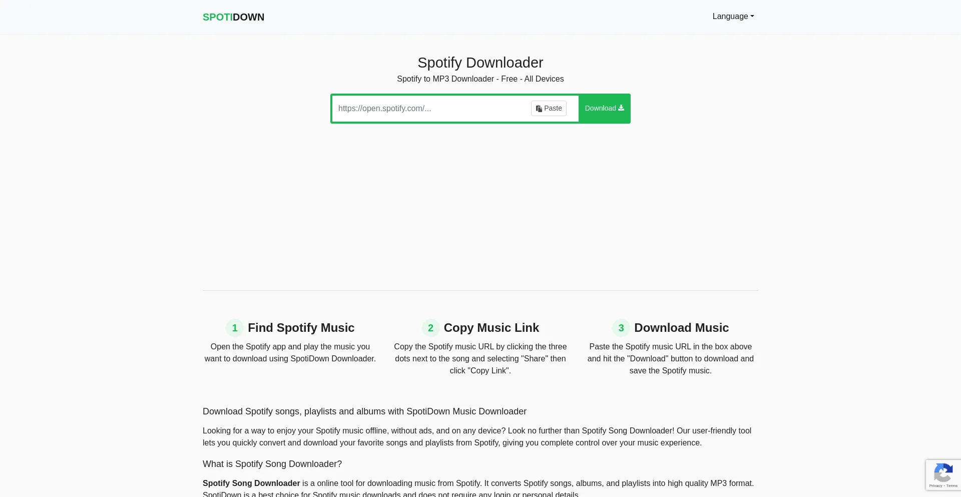 Website screenshot of Spotidown.app