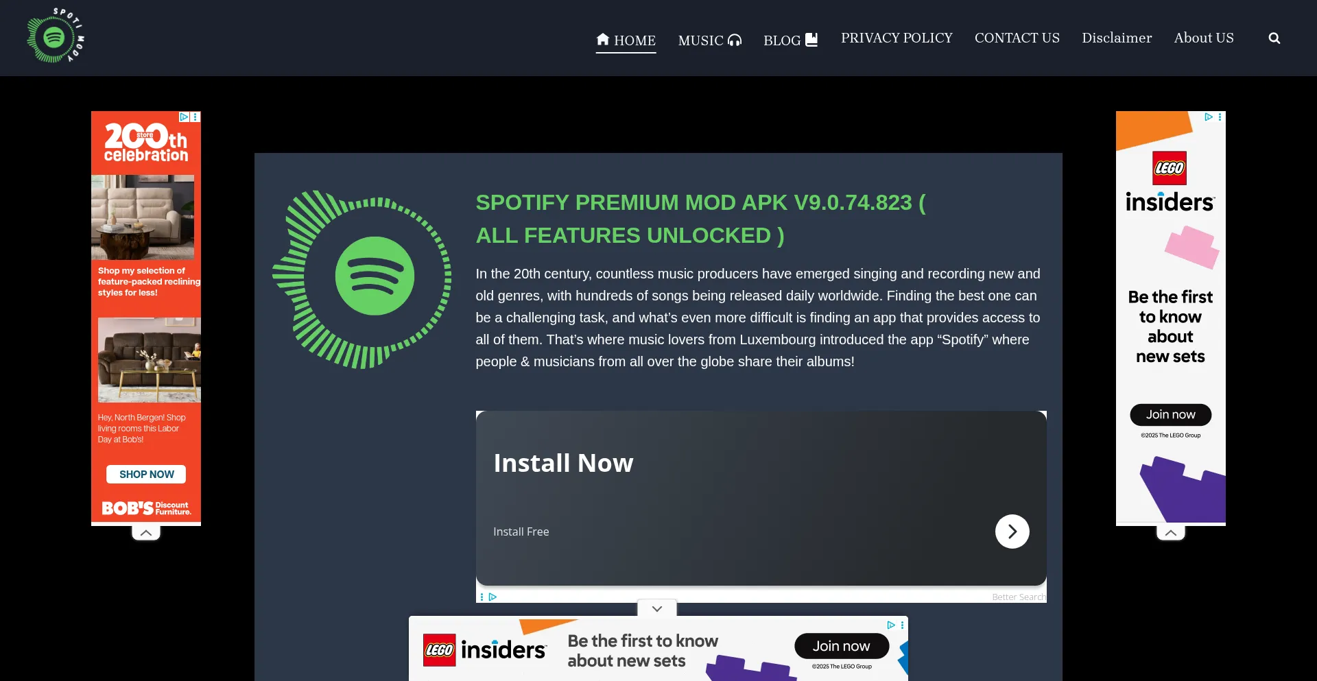Website screenshot of Spotimody.com