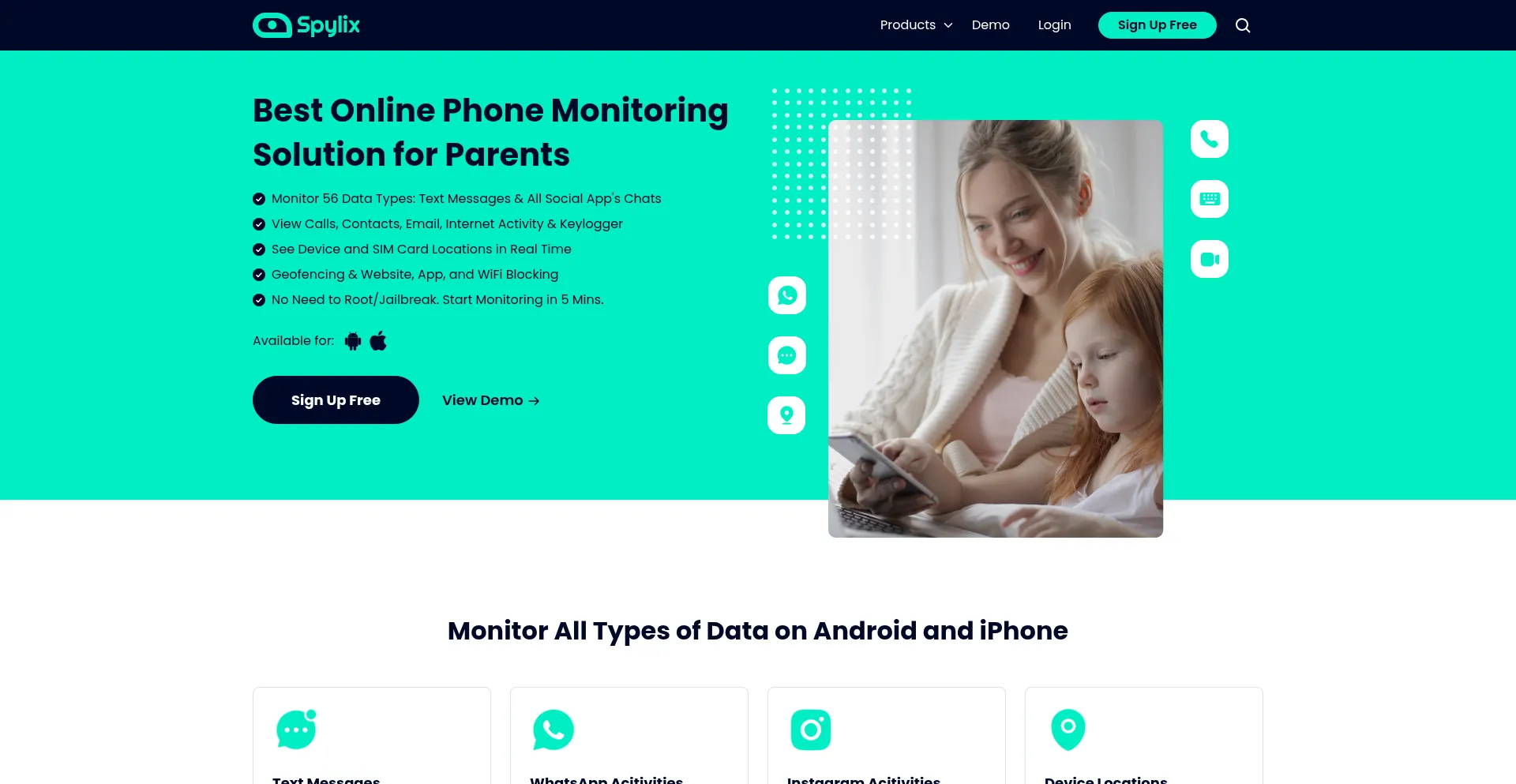 Website screenshot of Spylix.com