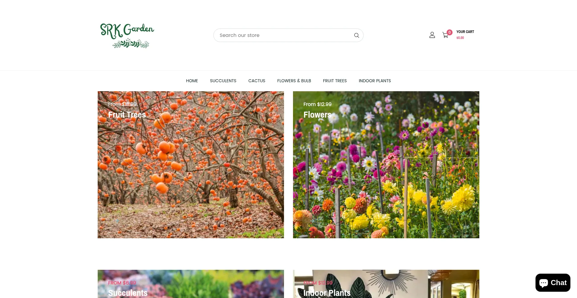 Website screenshot of Srkgarden.com