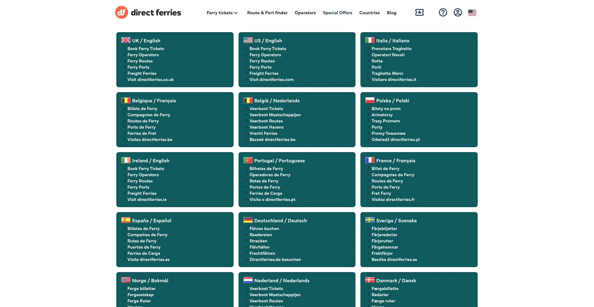 Website screenshot of Ssl.directferries.com