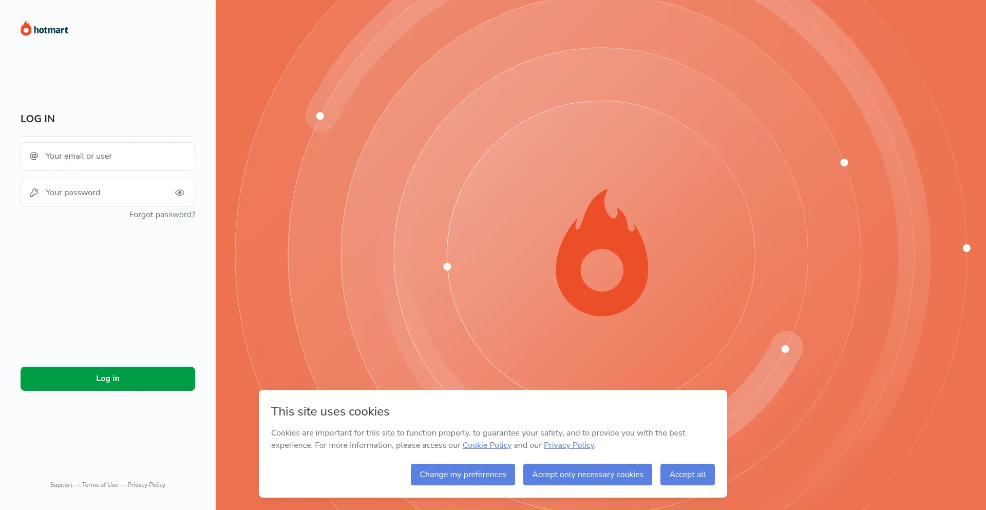 Website screenshot of Sso.hotmart.com