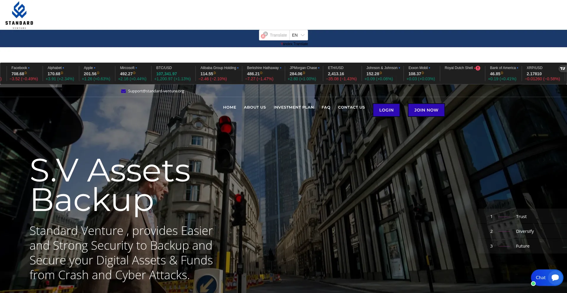 Website screenshot of Standard-venture.org