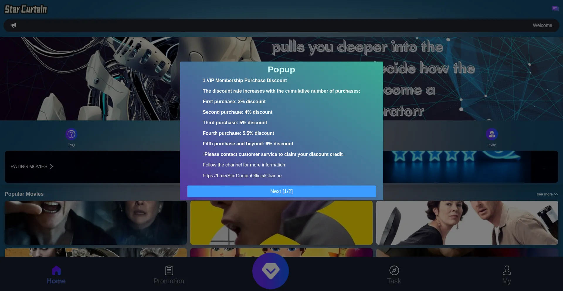 Website screenshot of Starcurtain.ink