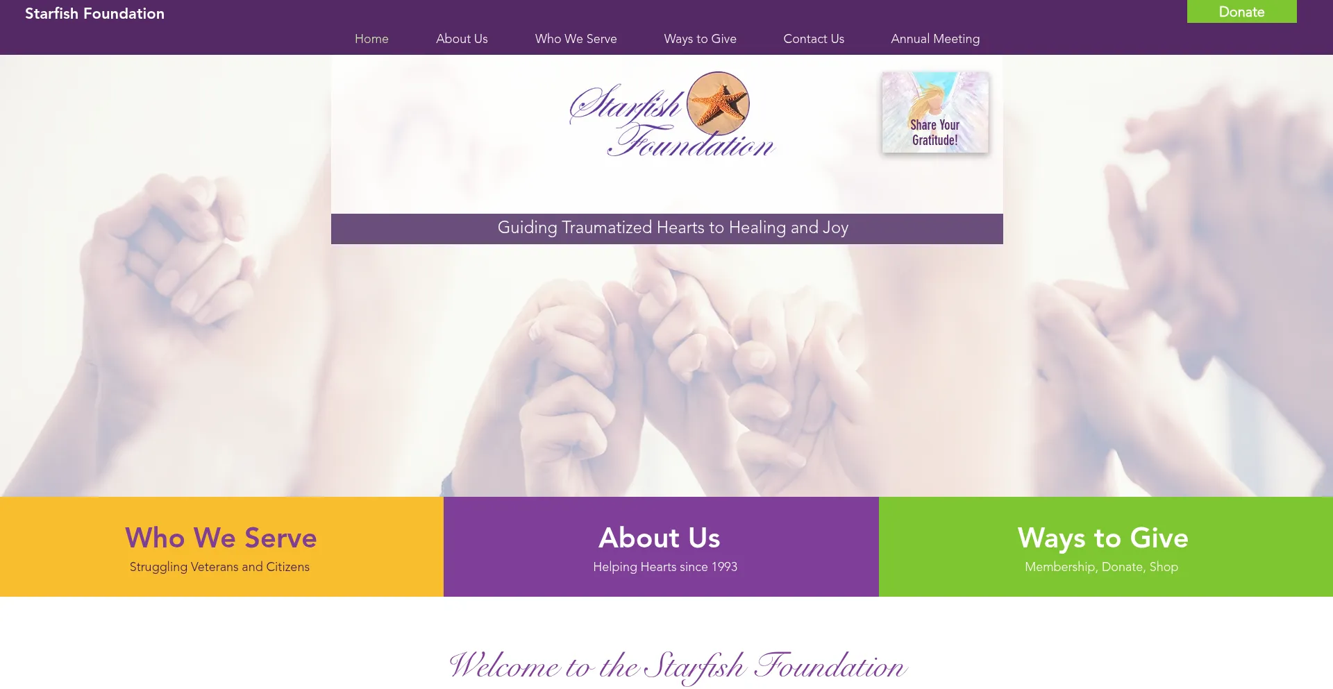 Website screenshot of Starfishfound.org
