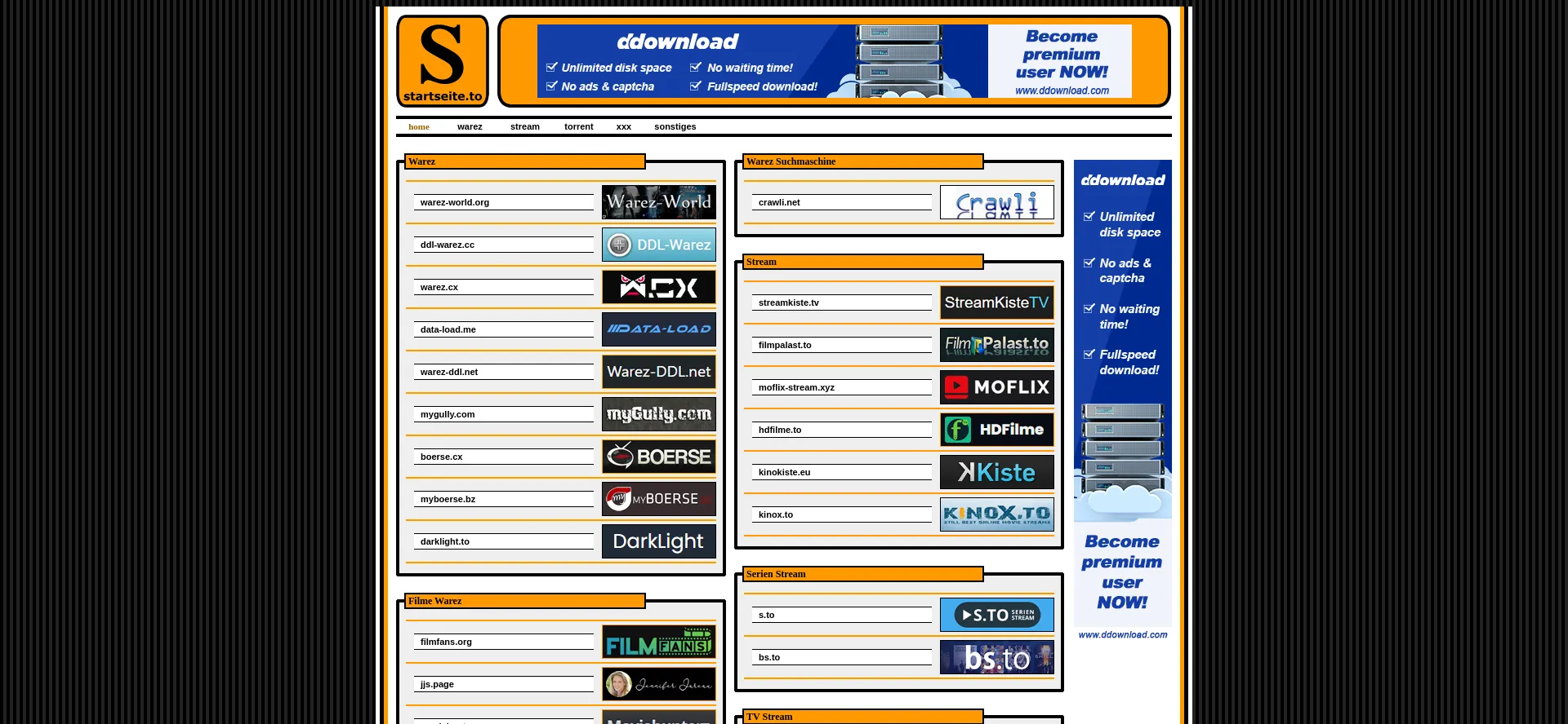 Website screenshot of Startseite.to