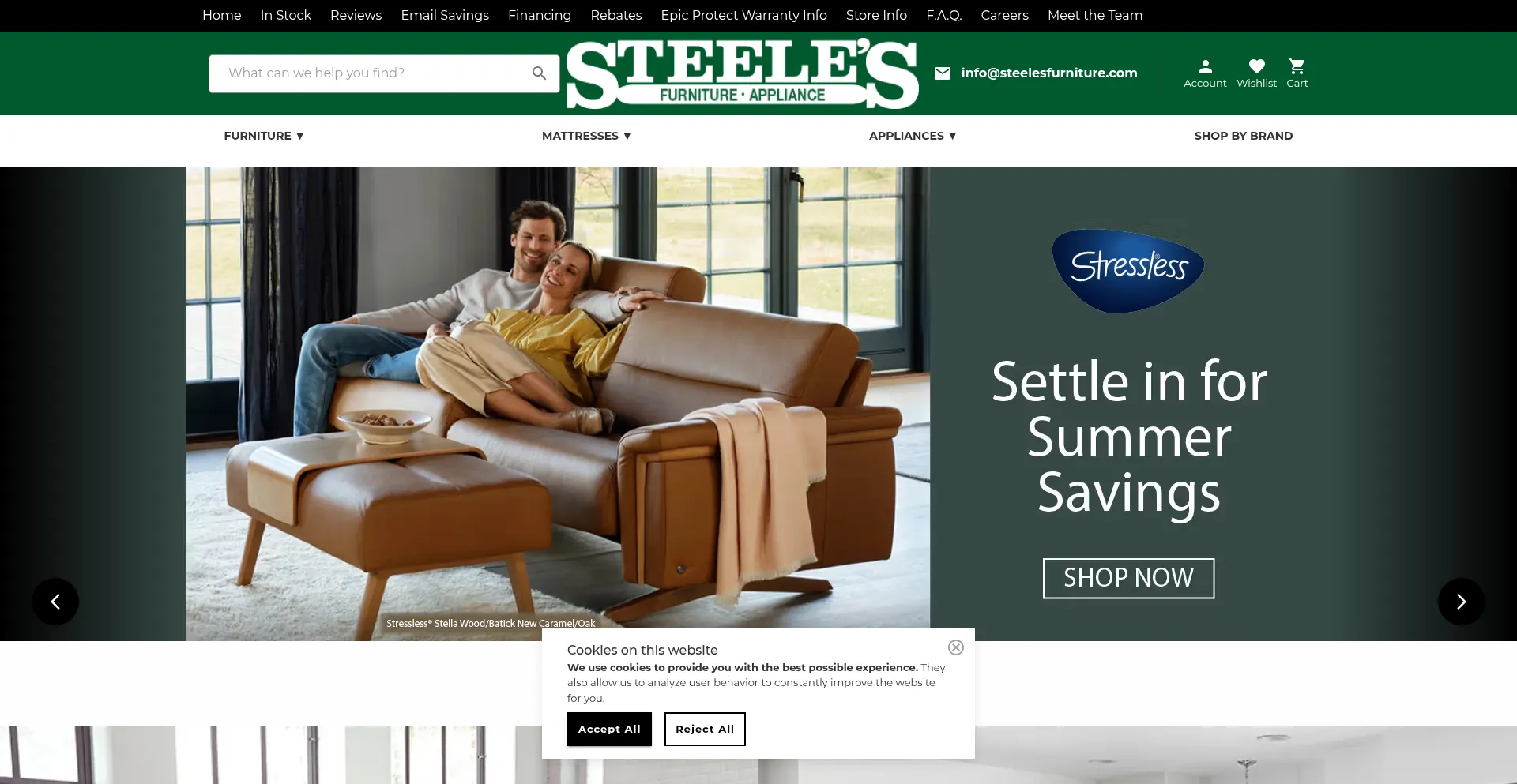 Website screenshot of Steelesfurniture.com