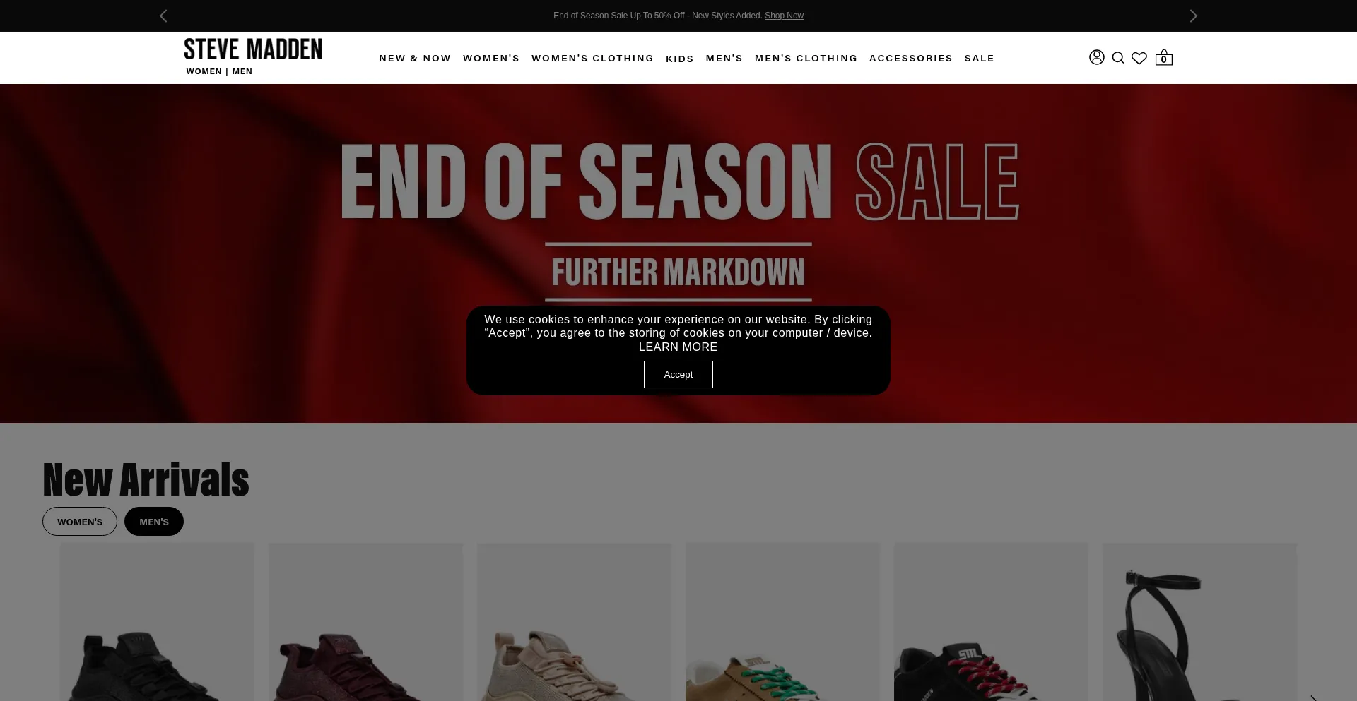 Website screenshot of Stevemadden.co.za