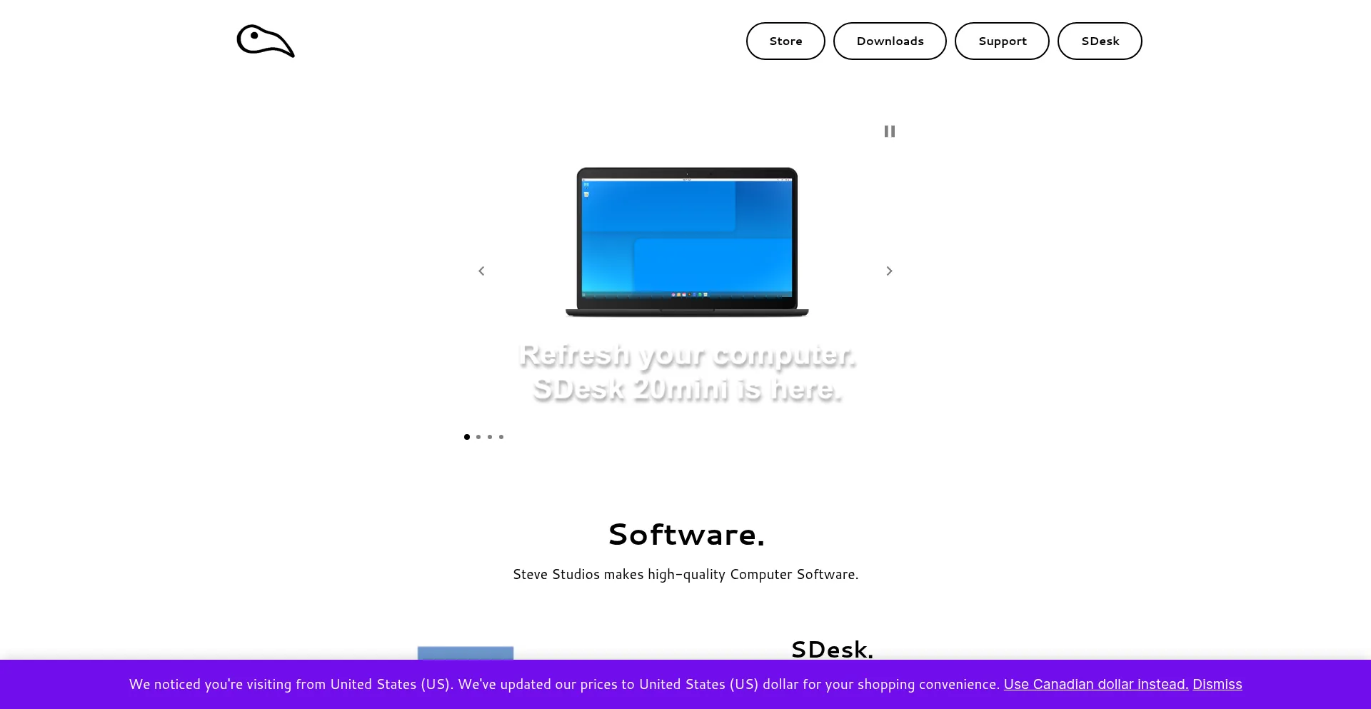 Website screenshot of Stevestudios.net