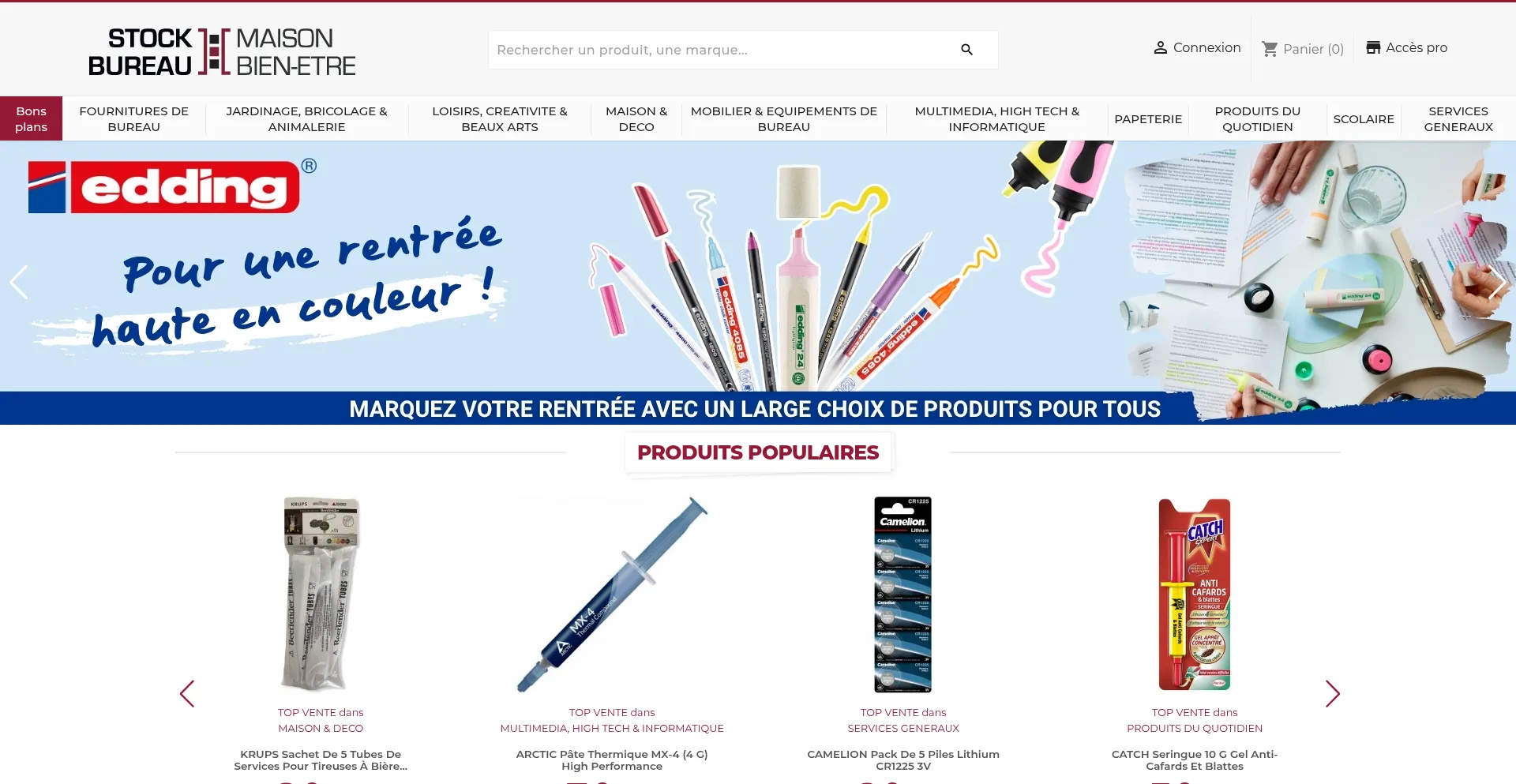 Website screenshot of Stock-bureau.fr