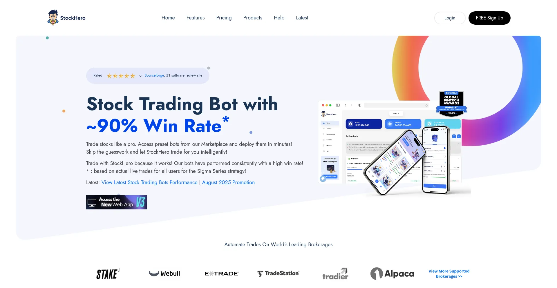 Website screenshot of Stockhero.ai