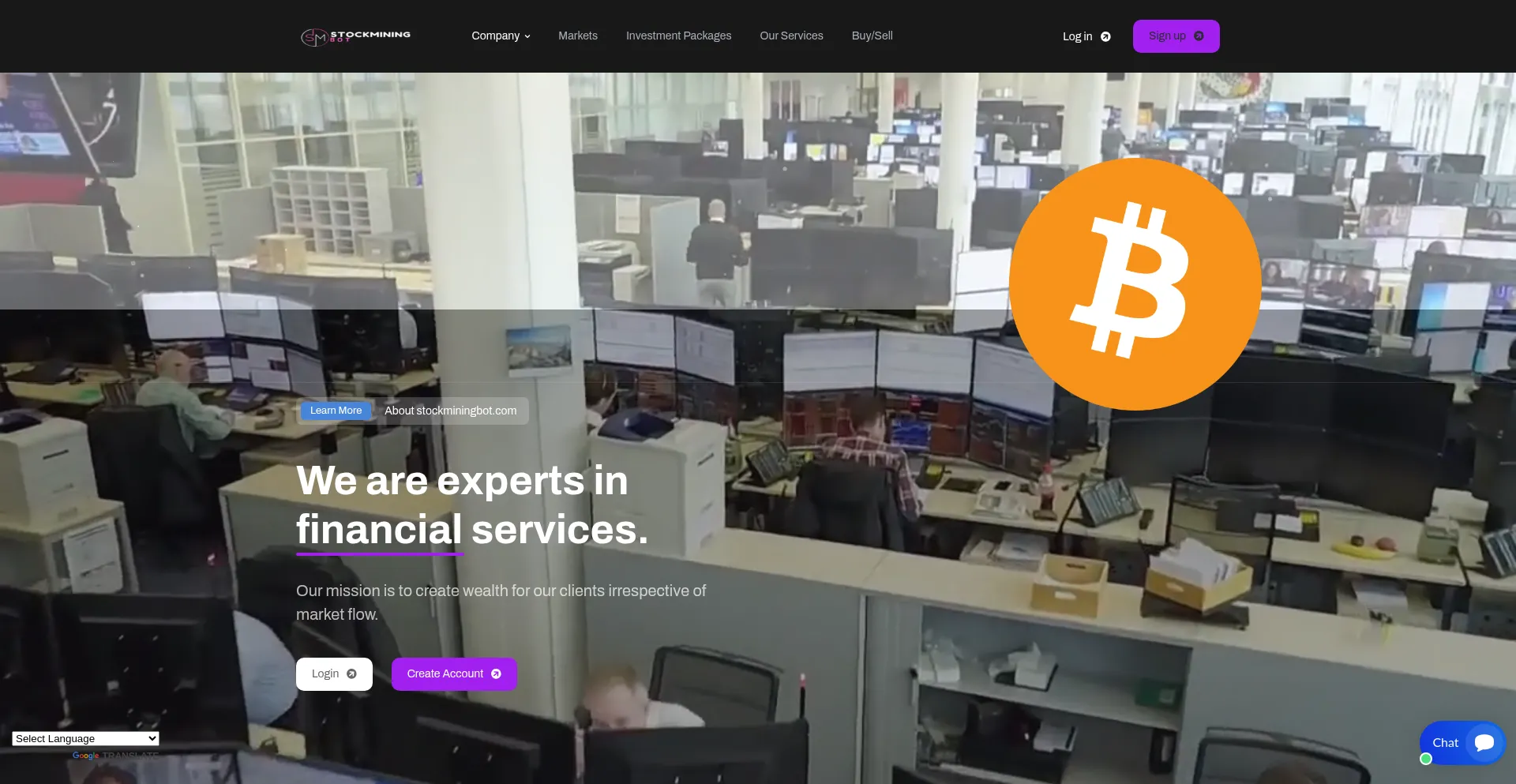 Website screenshot of Stockminingbot.com