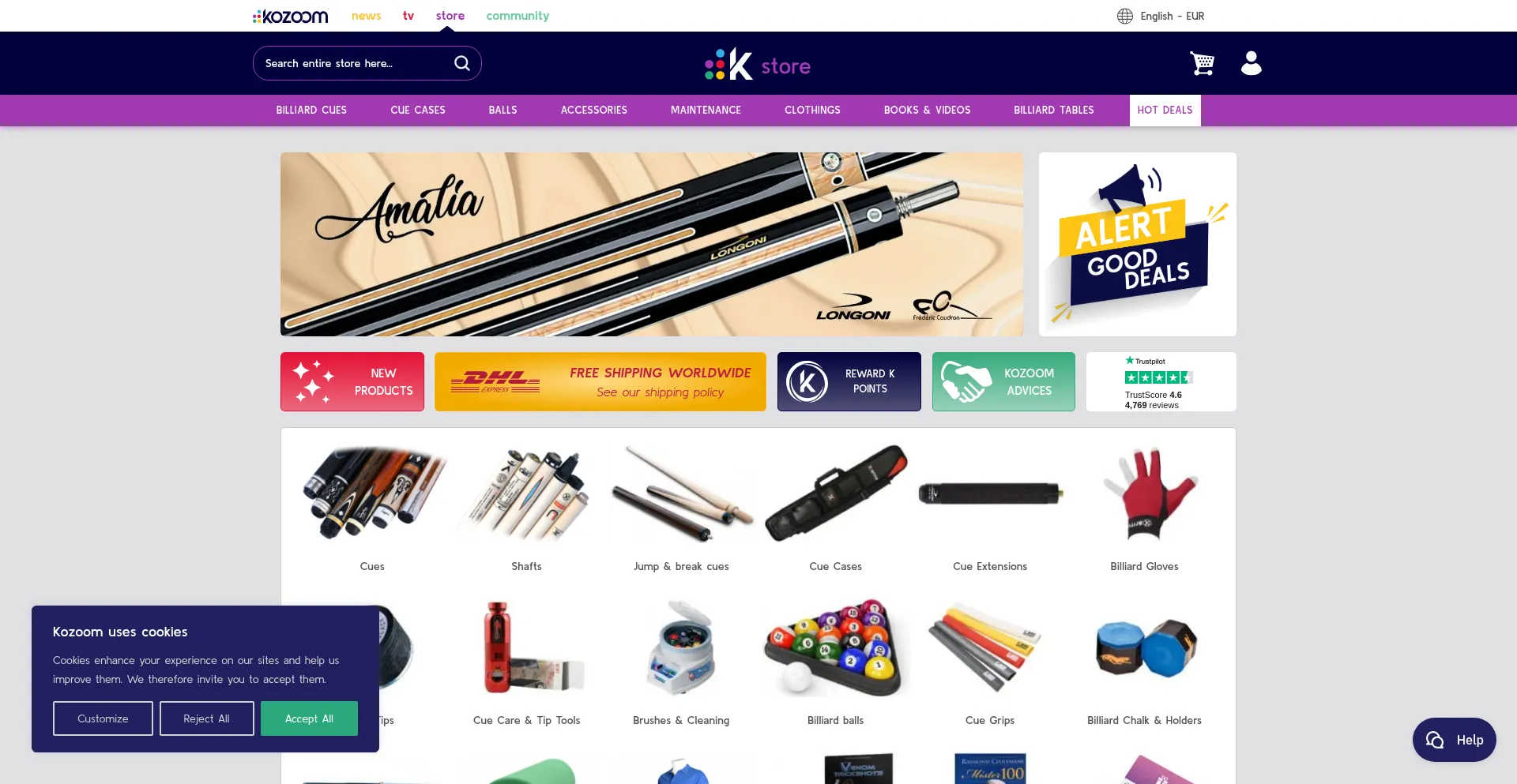 Website screenshot of Store.kozoom.com