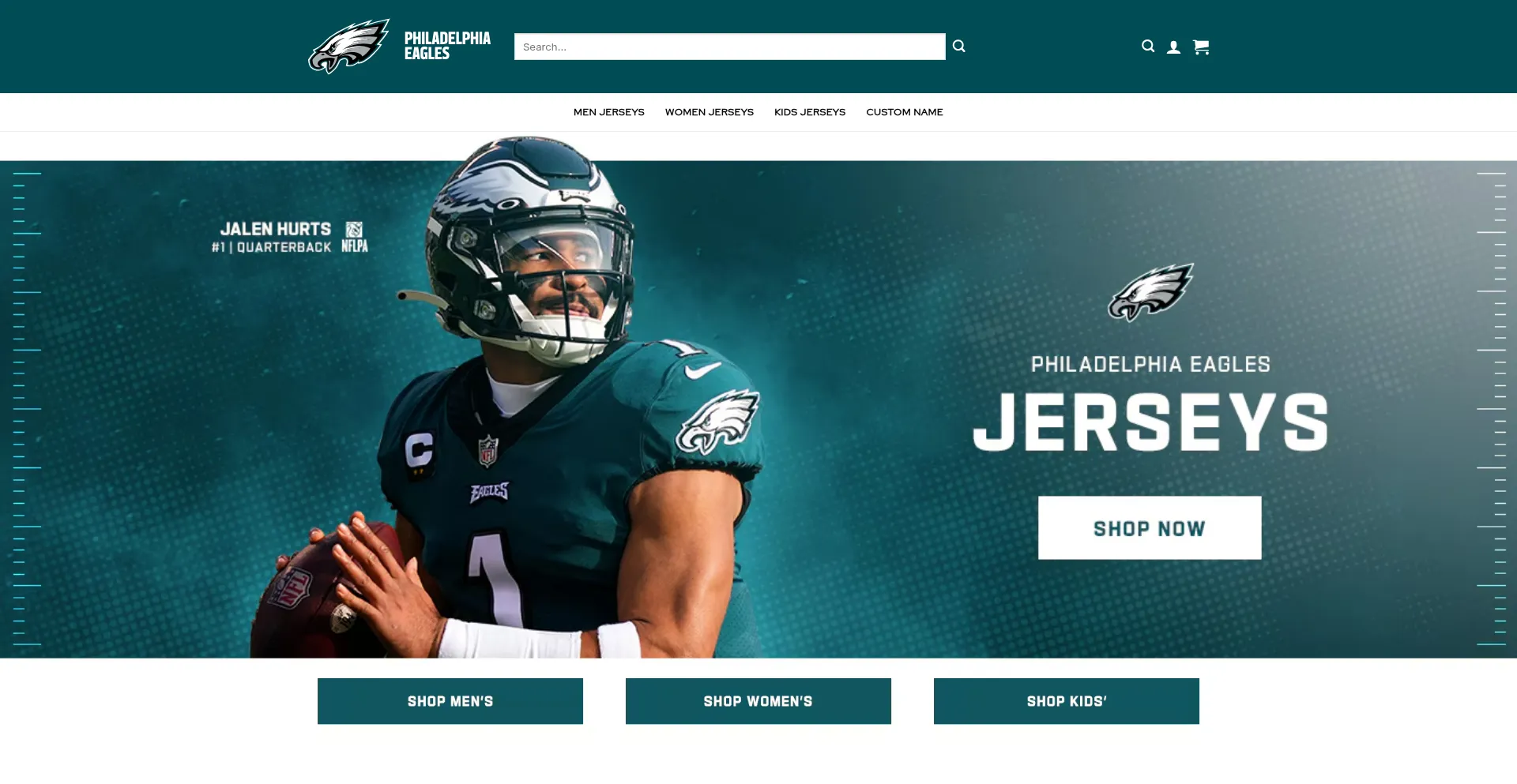 Website screenshot of Store-philadelphiaeagles.com
