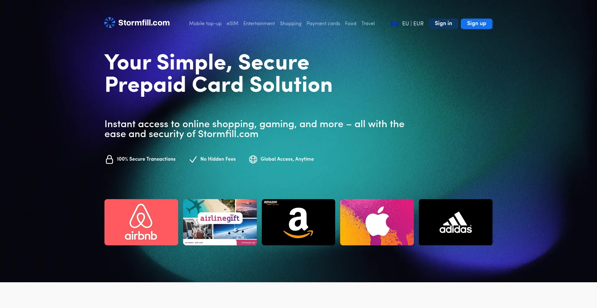 Website screenshot of Stormfill.com