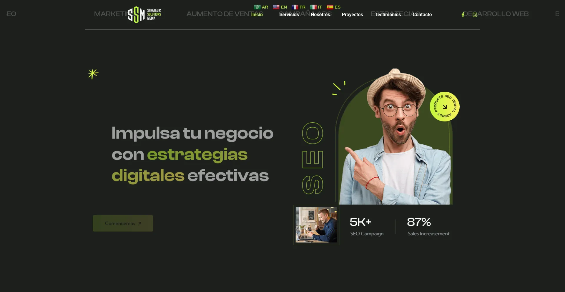 Website screenshot of Strategicsolutionsmedia.com