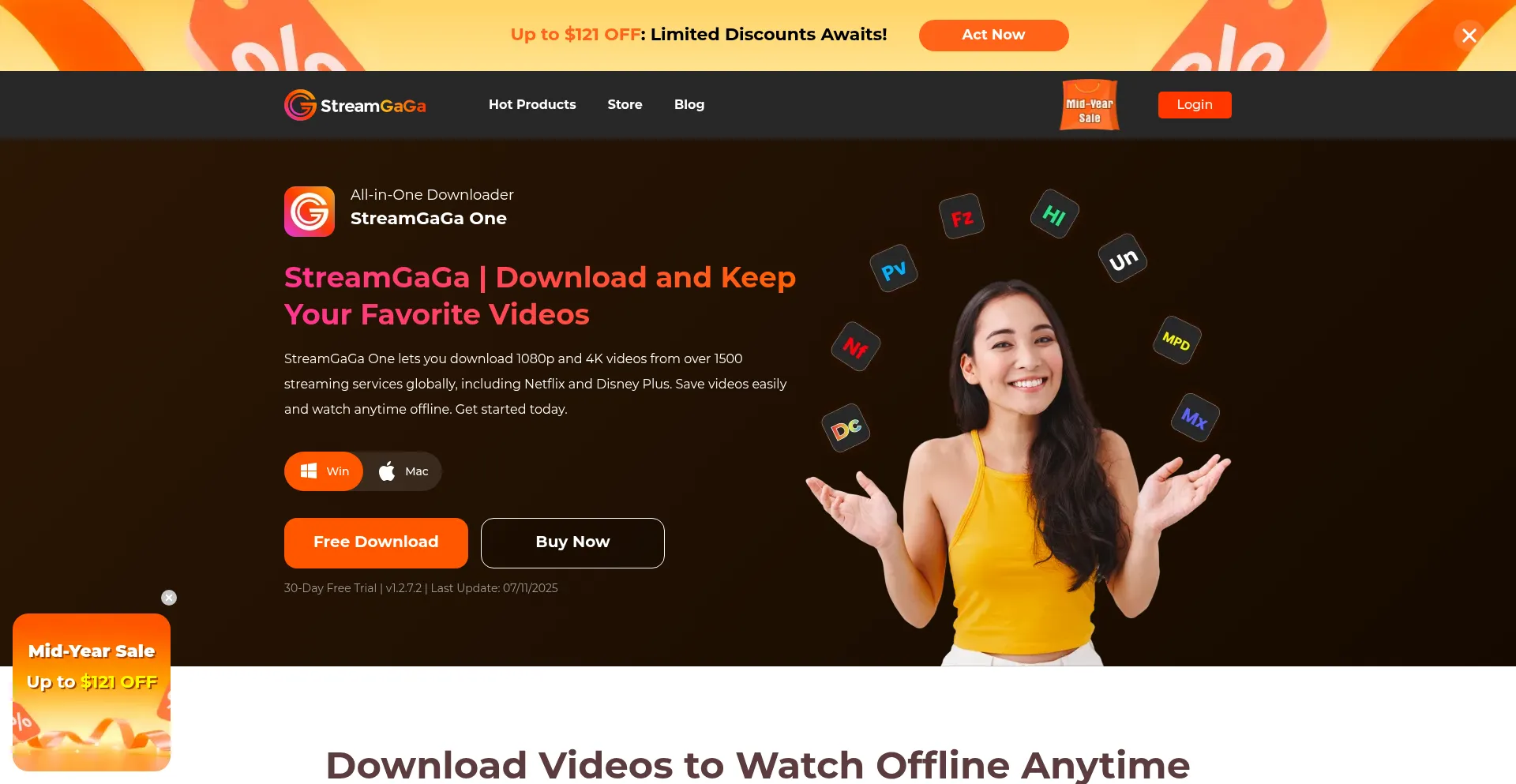 Website screenshot of Streamgaga.com