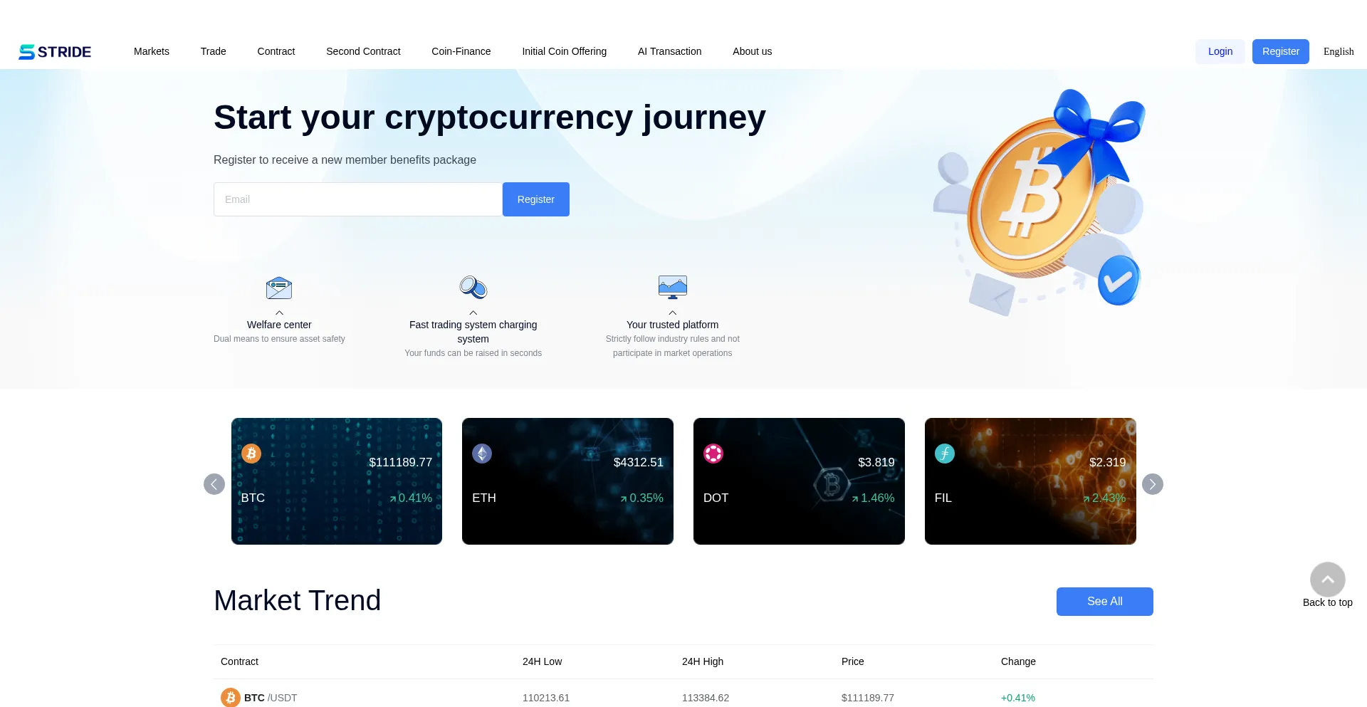 Website screenshot of Stride.im