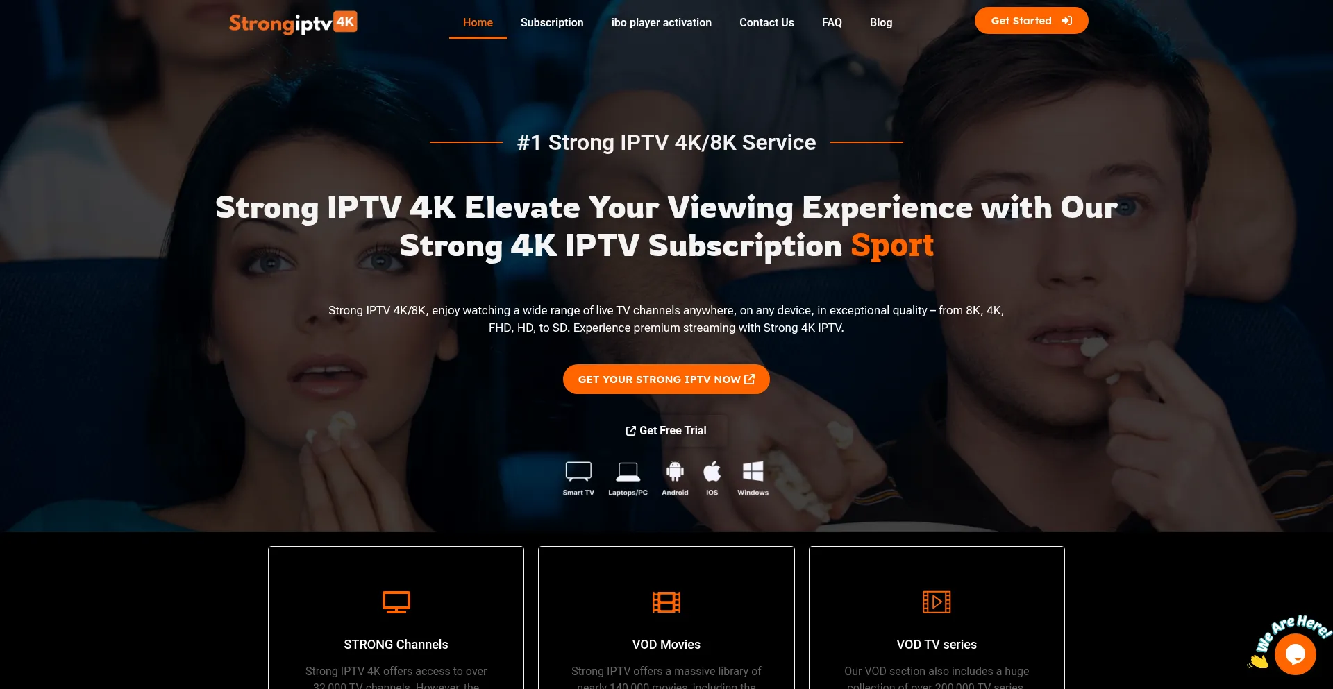Website screenshot of Strongiptv4k.com