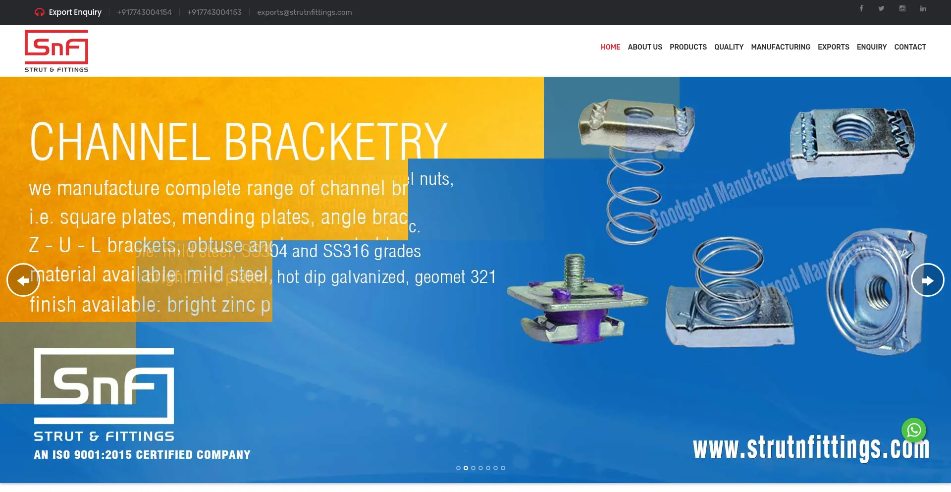 Website screenshot of Strutnfittings.com