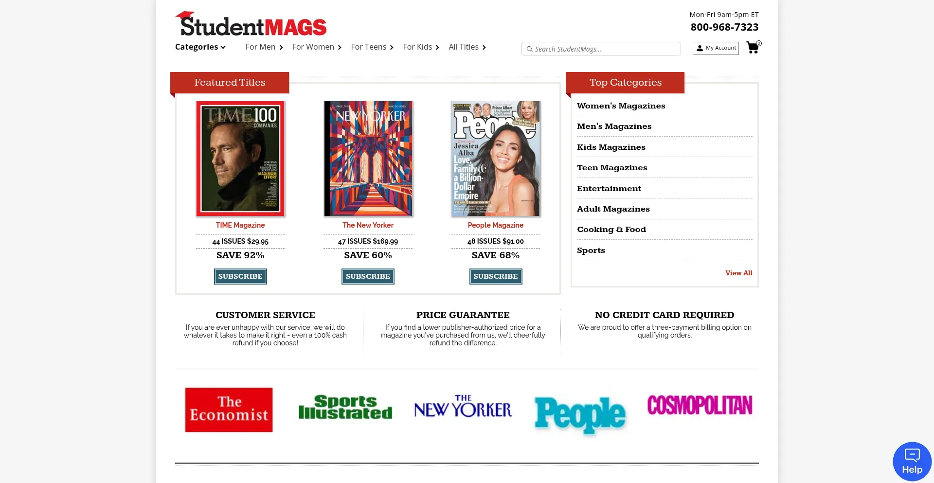 Website screenshot of Studentmags.com