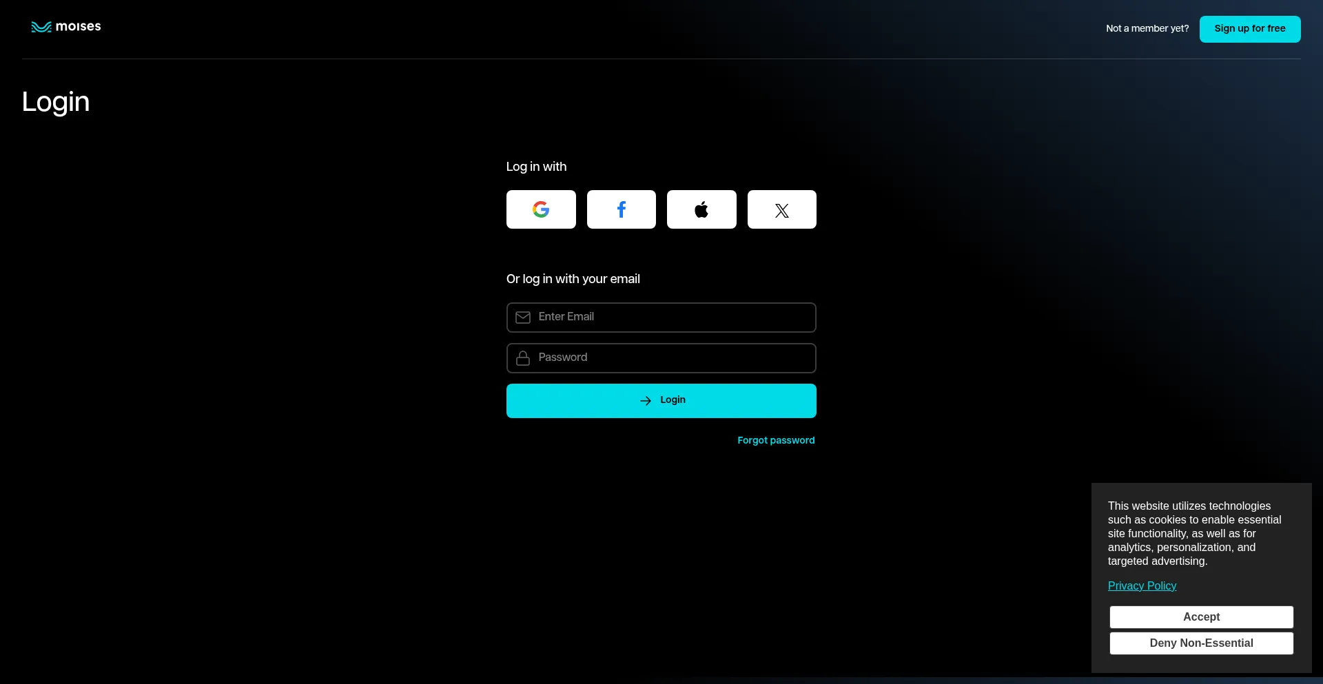 Website screenshot of Studio.moises.ai