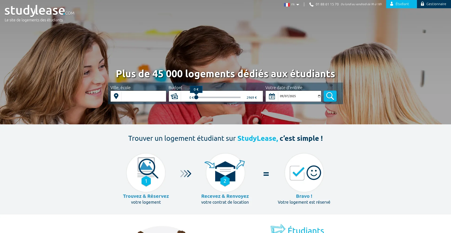 Website screenshot of Studylease.com