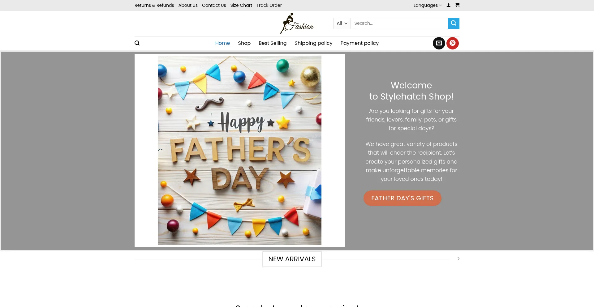 Website screenshot of Stylehatch.shop