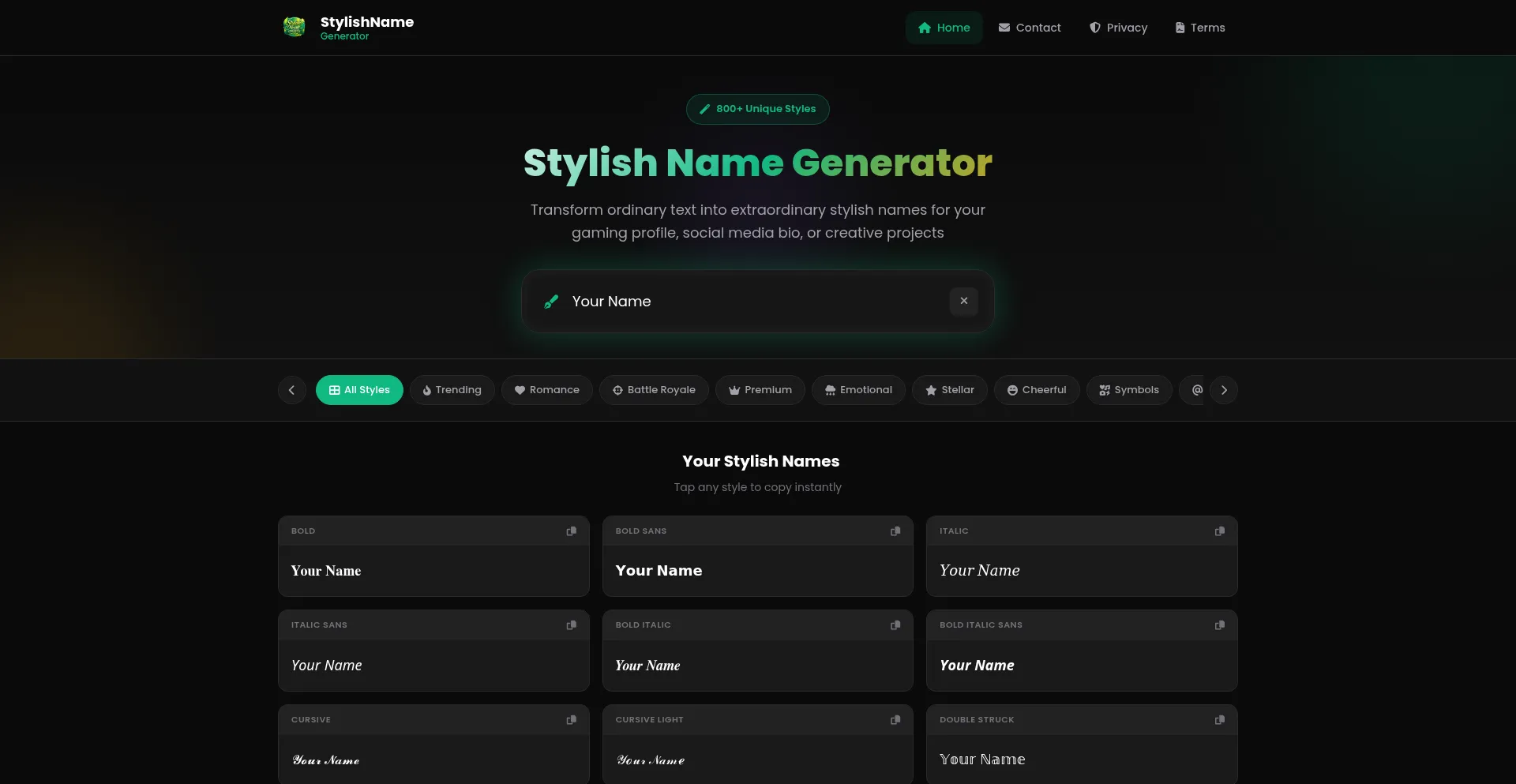 Stylishnamegenerator.org