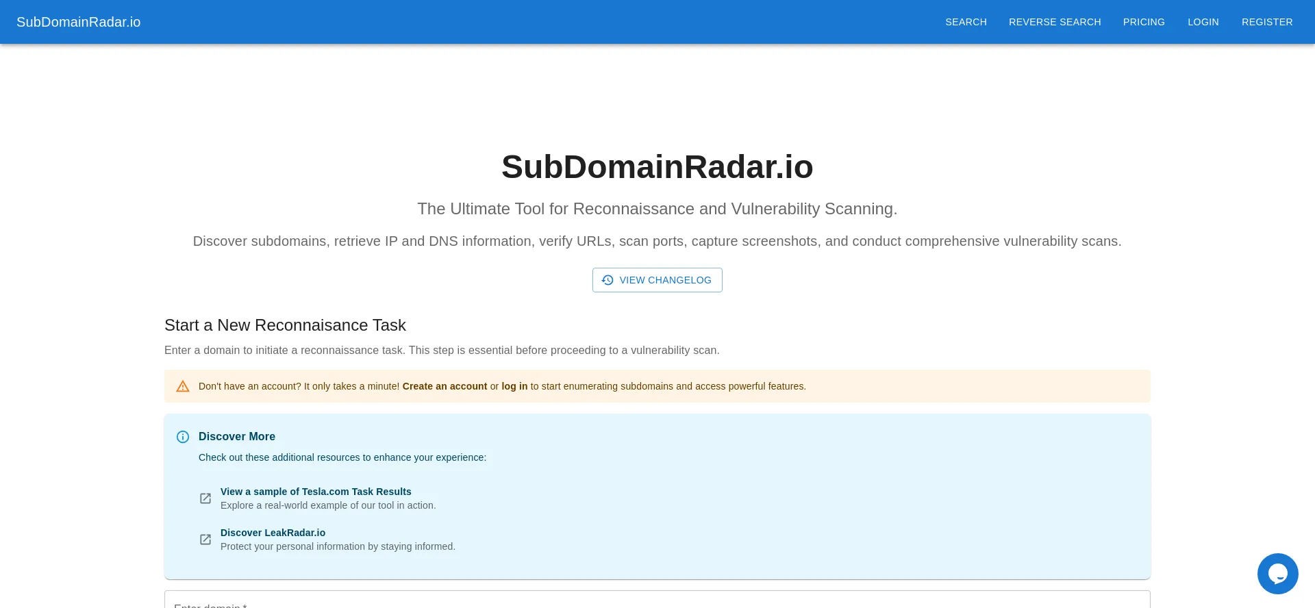 Subdomainradar.io