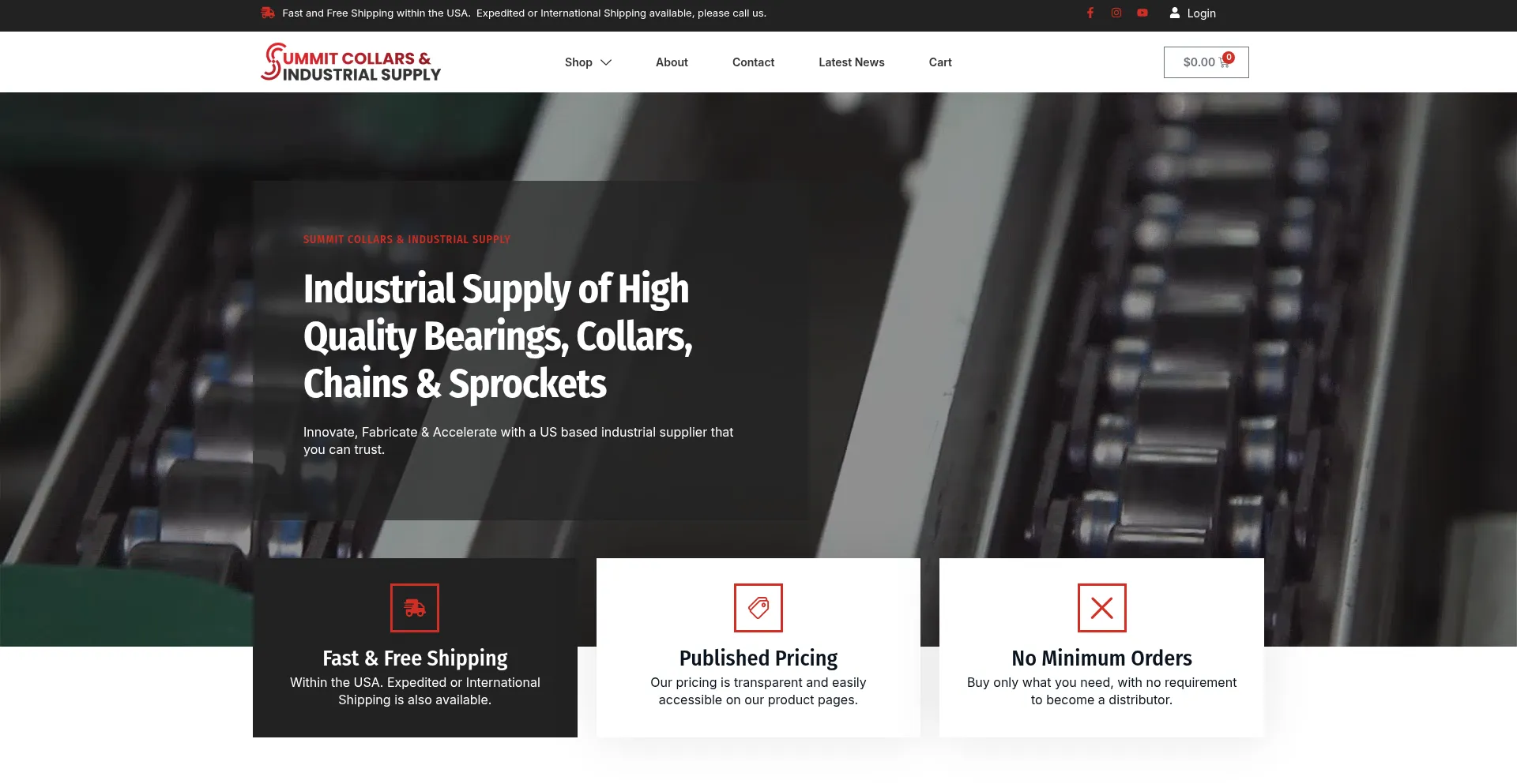 Website screenshot of Summitcollars.com