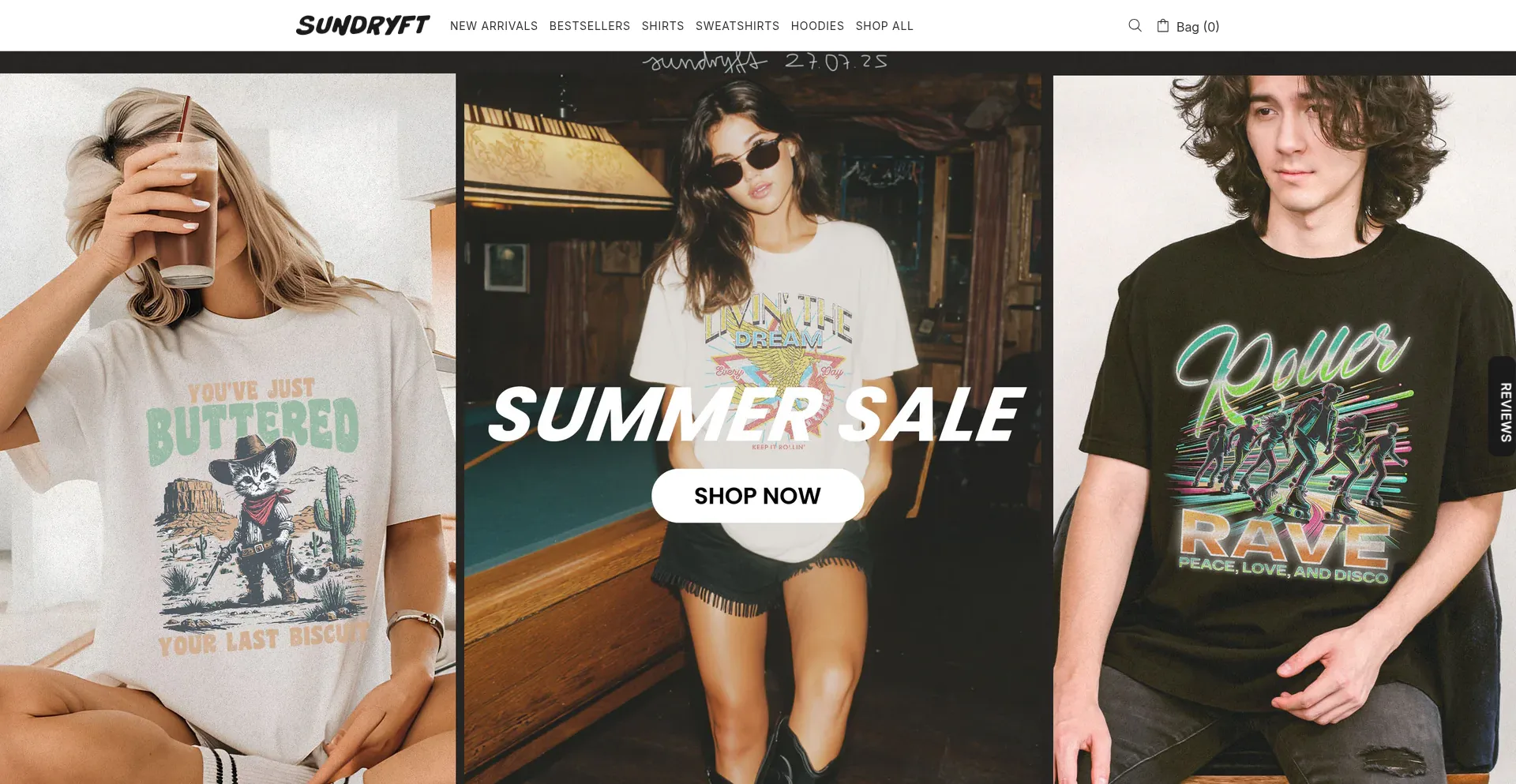 Website screenshot of Sundryft.com