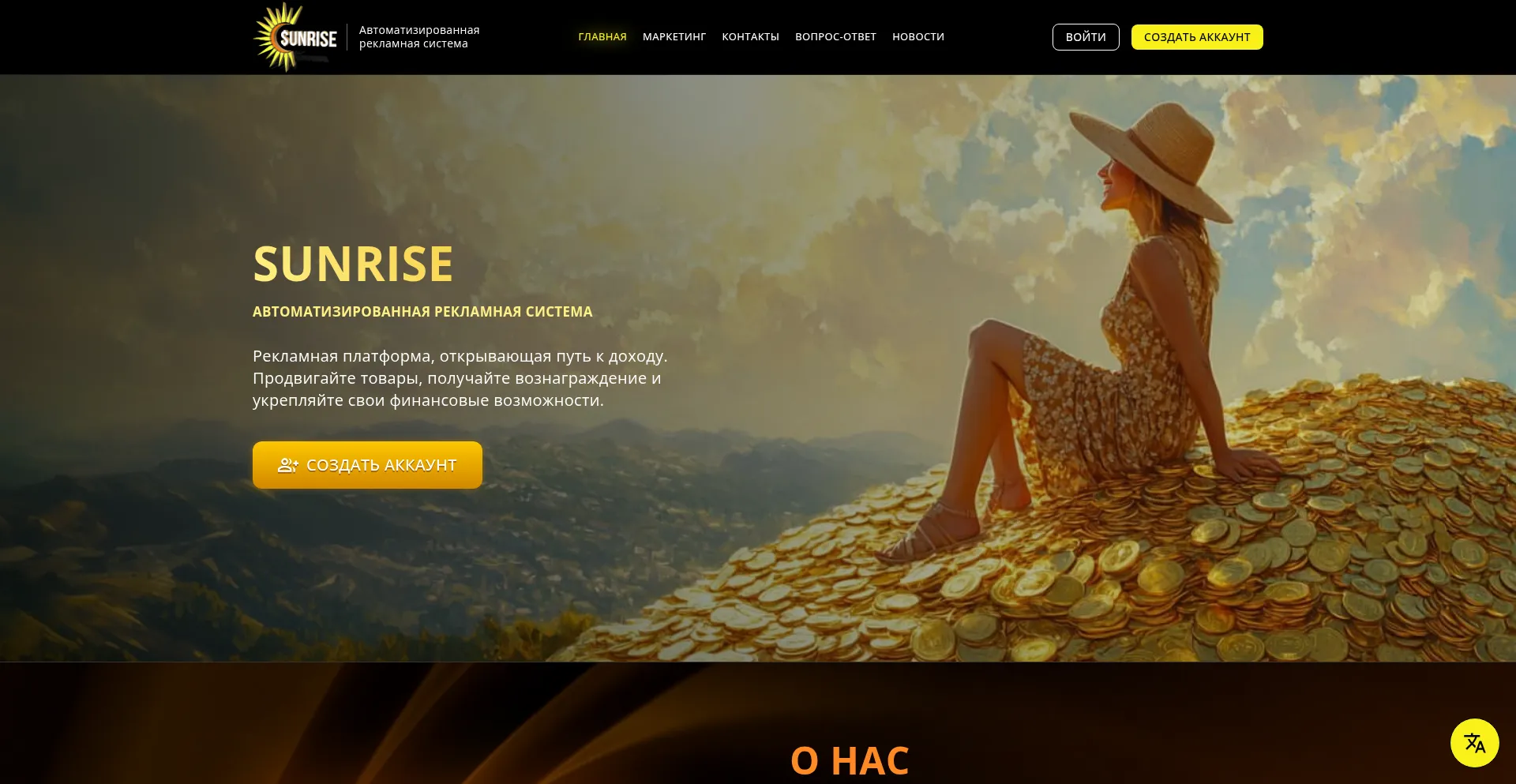 Website screenshot of Sunrise-project.vip