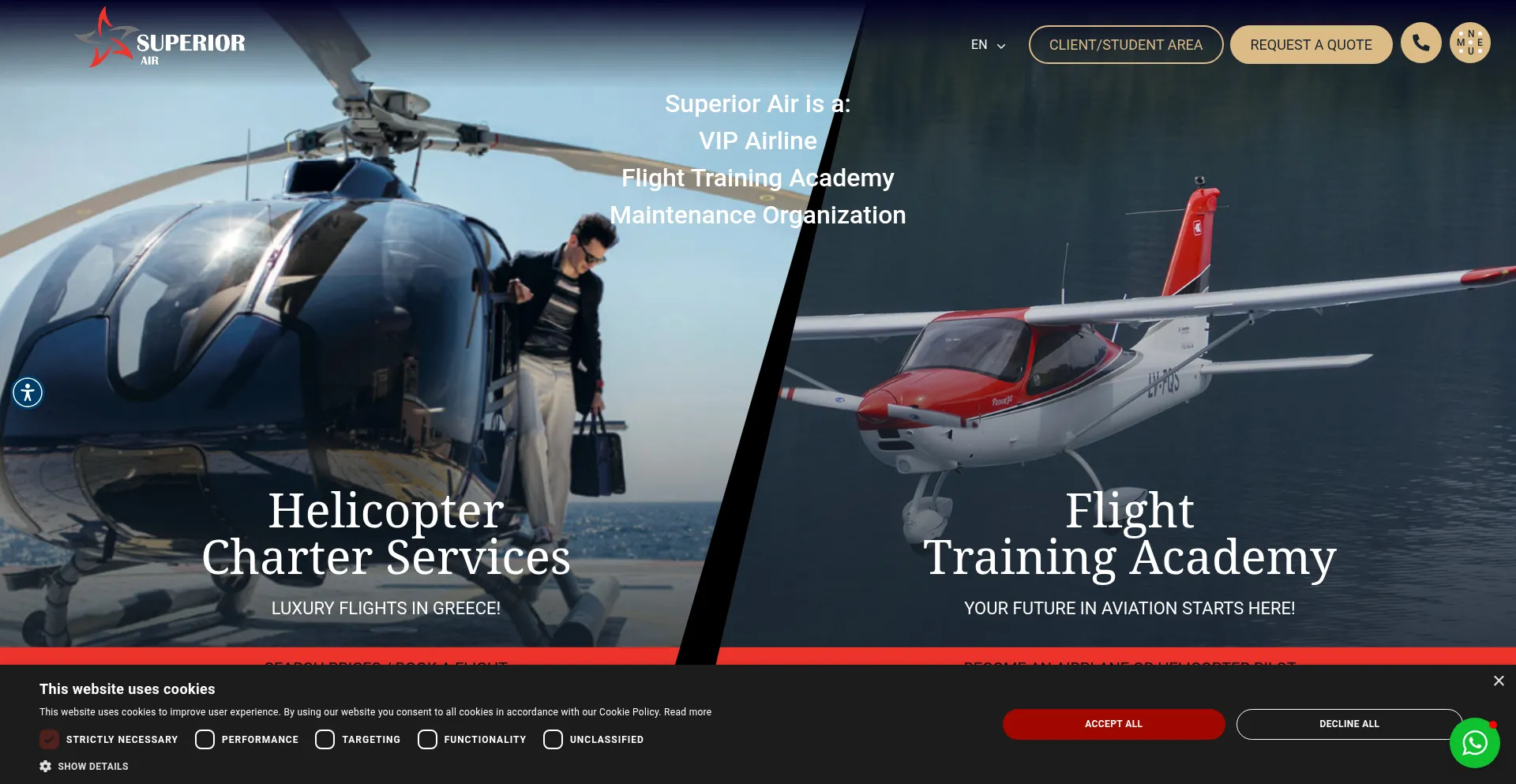 Website screenshot of Superior-air.gr