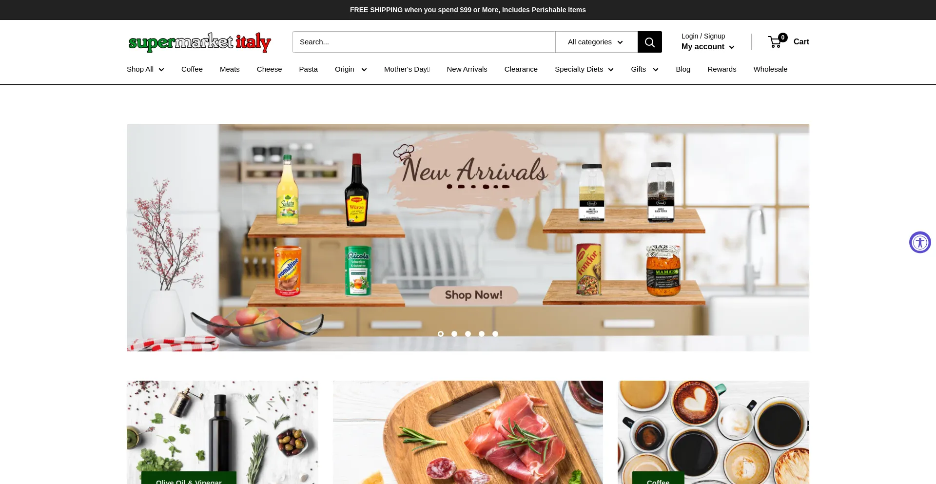 Website screenshot of Supermarketitaly.com