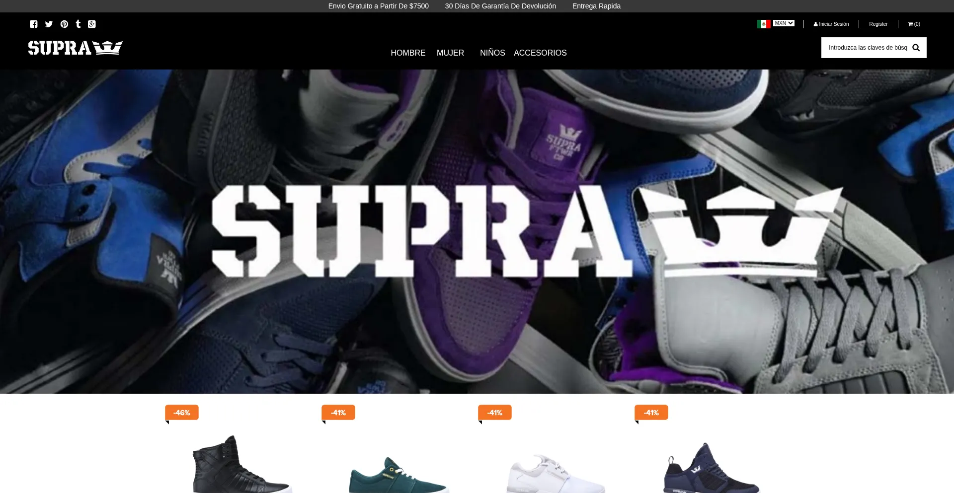 Website screenshot of Suprasmexico.com