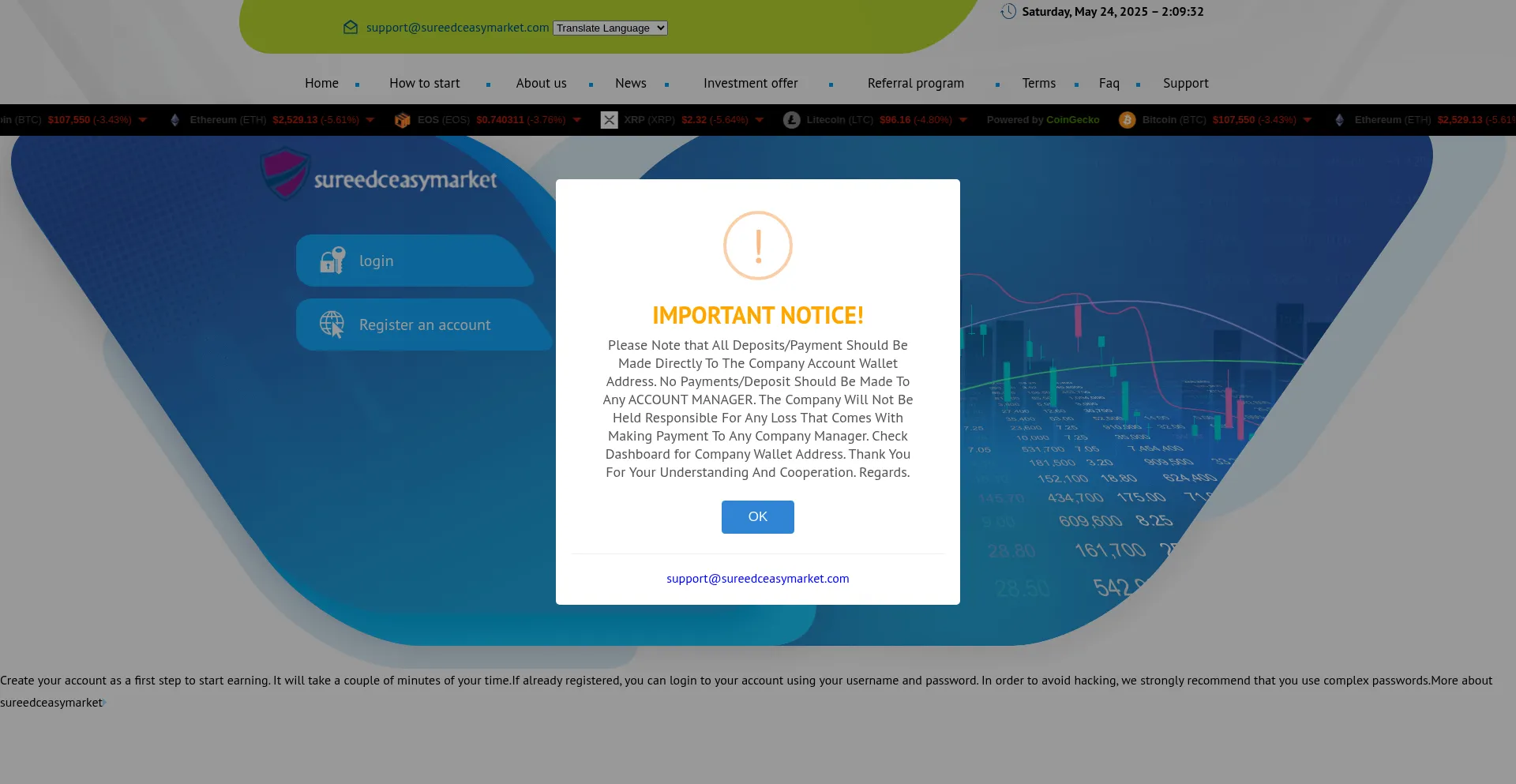 Website screenshot of Sureedceasymarket.com