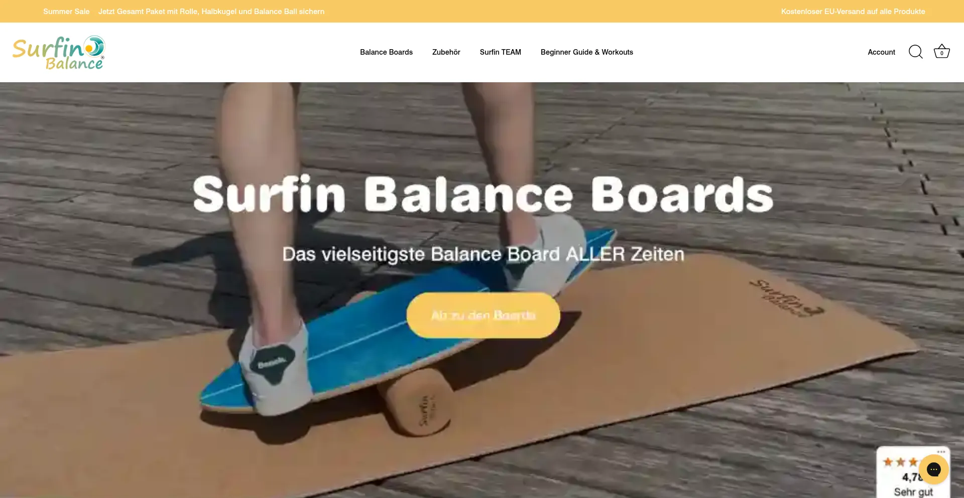 Website screenshot of Surfinbalance.net