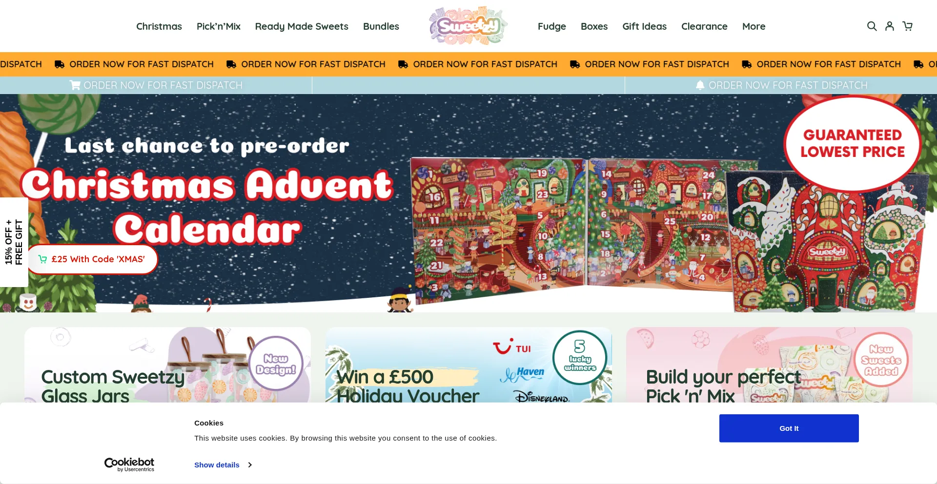 Website screenshot of Sweetzy.co.uk