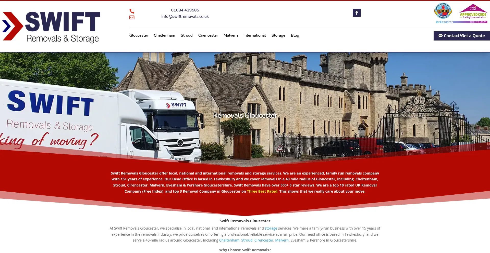 Swiftremovals.co.uk Screenshot