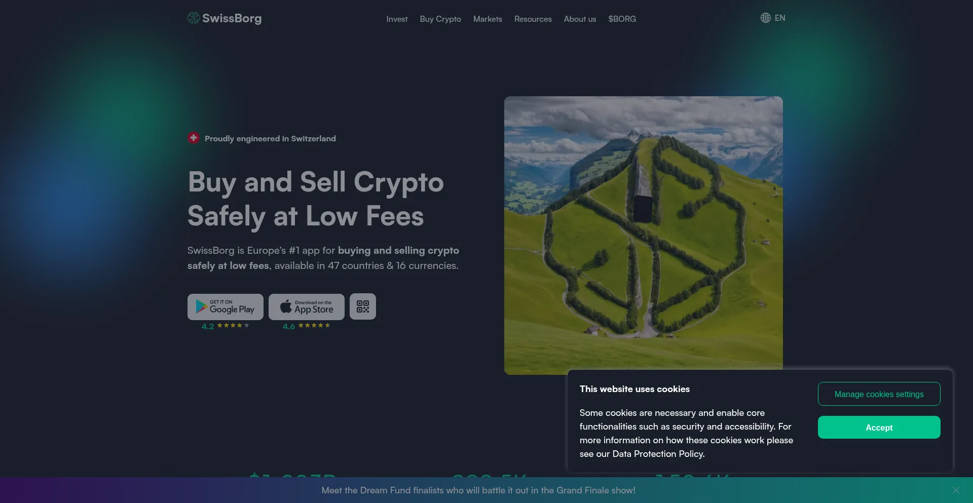 Website screenshot of Swissborg.com
