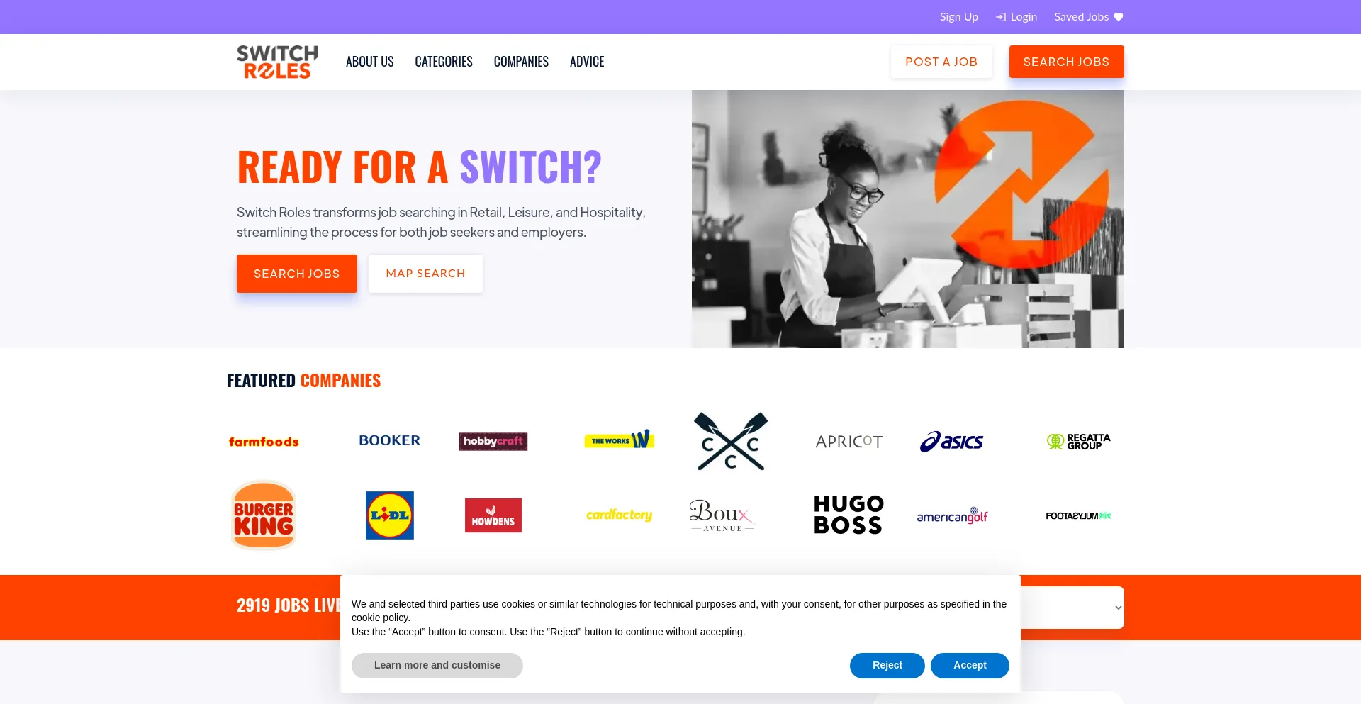 Website screenshot of Switchroles.com