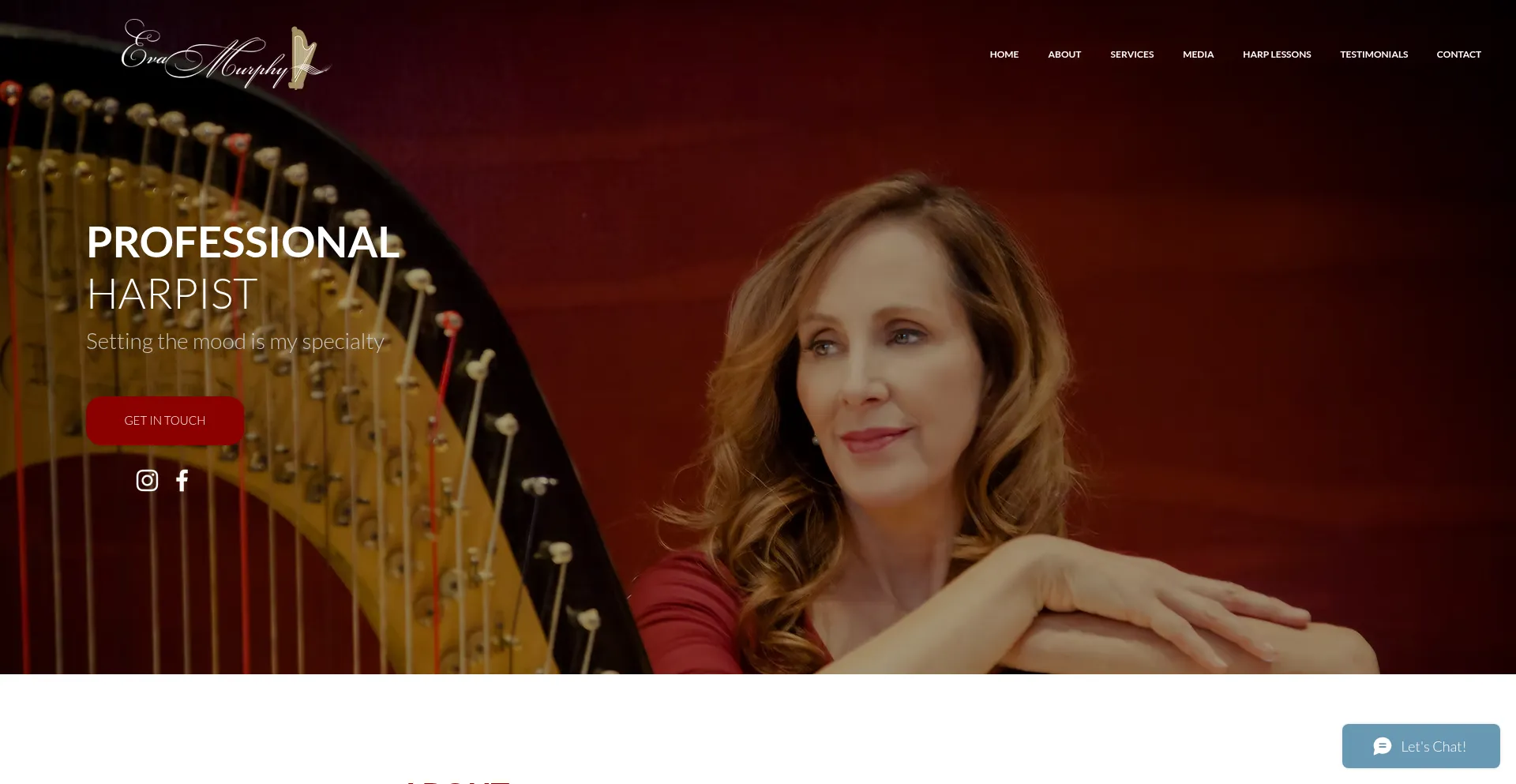 Website screenshot of Sydneyharpist.com