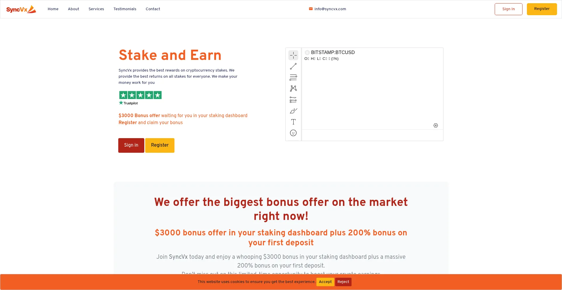 Website screenshot of Syncvx.com